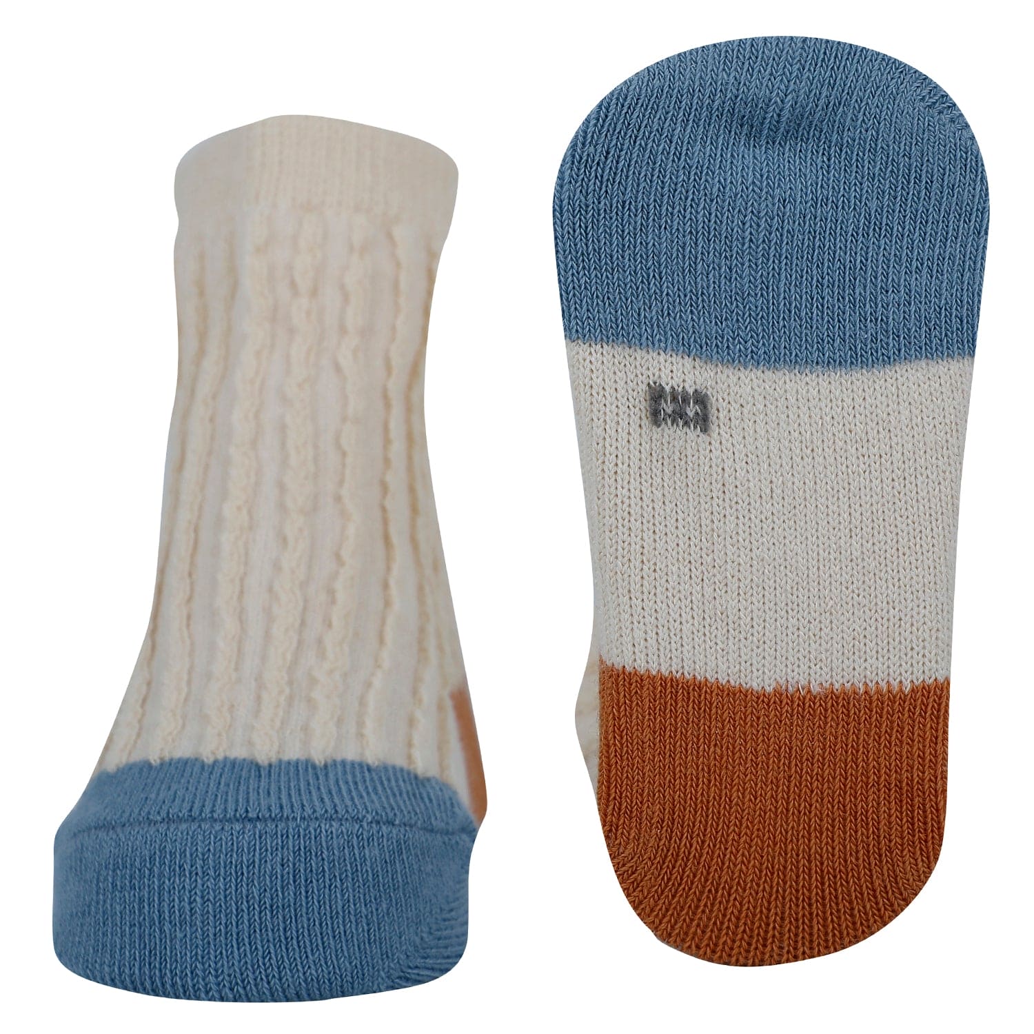 Baby Moo Colour Block Ribbed Soft Socks Pack of 2 - Cream, Blue