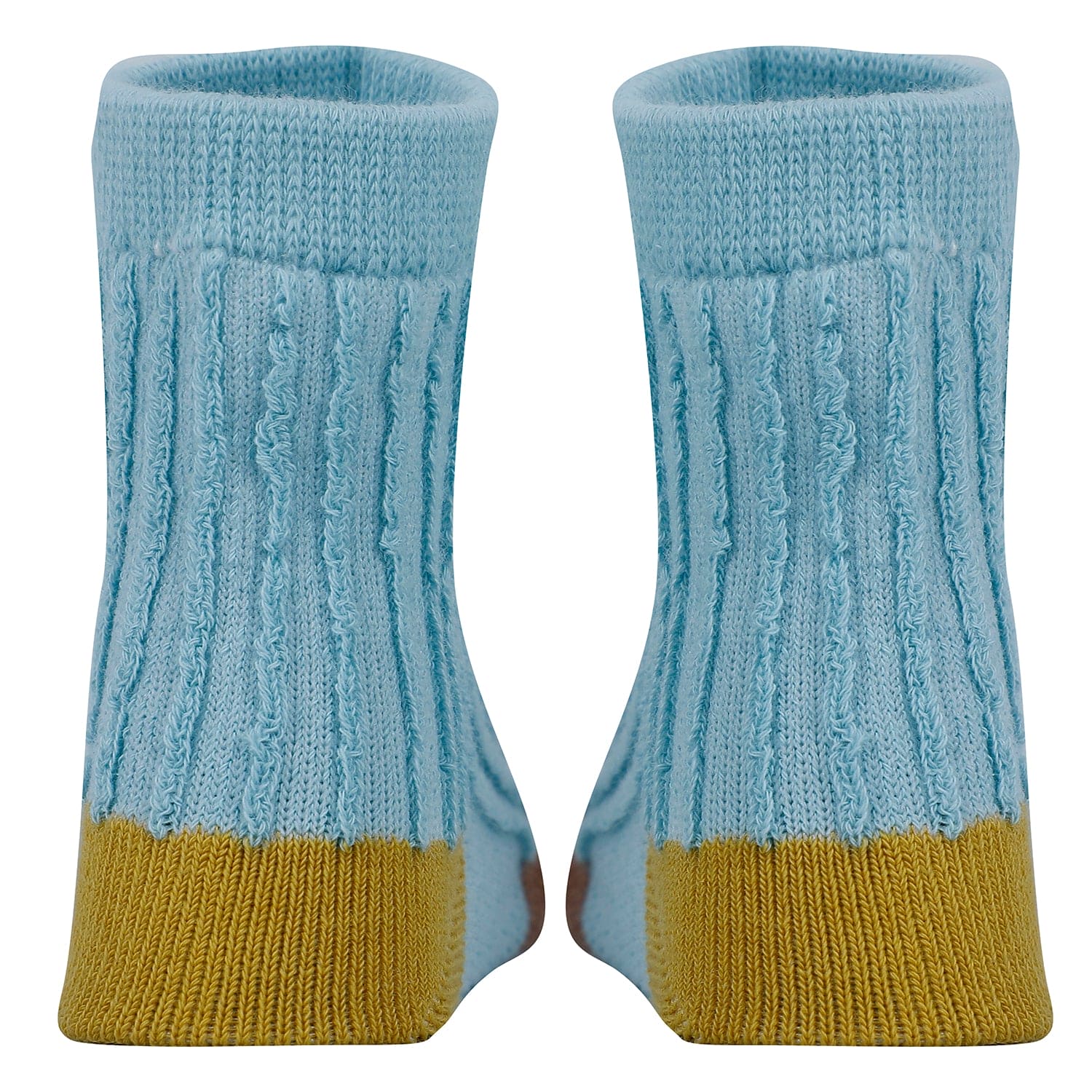 Baby Moo Colour Block Ribbed Soft Socks Pack of 2 - Cream, Blue