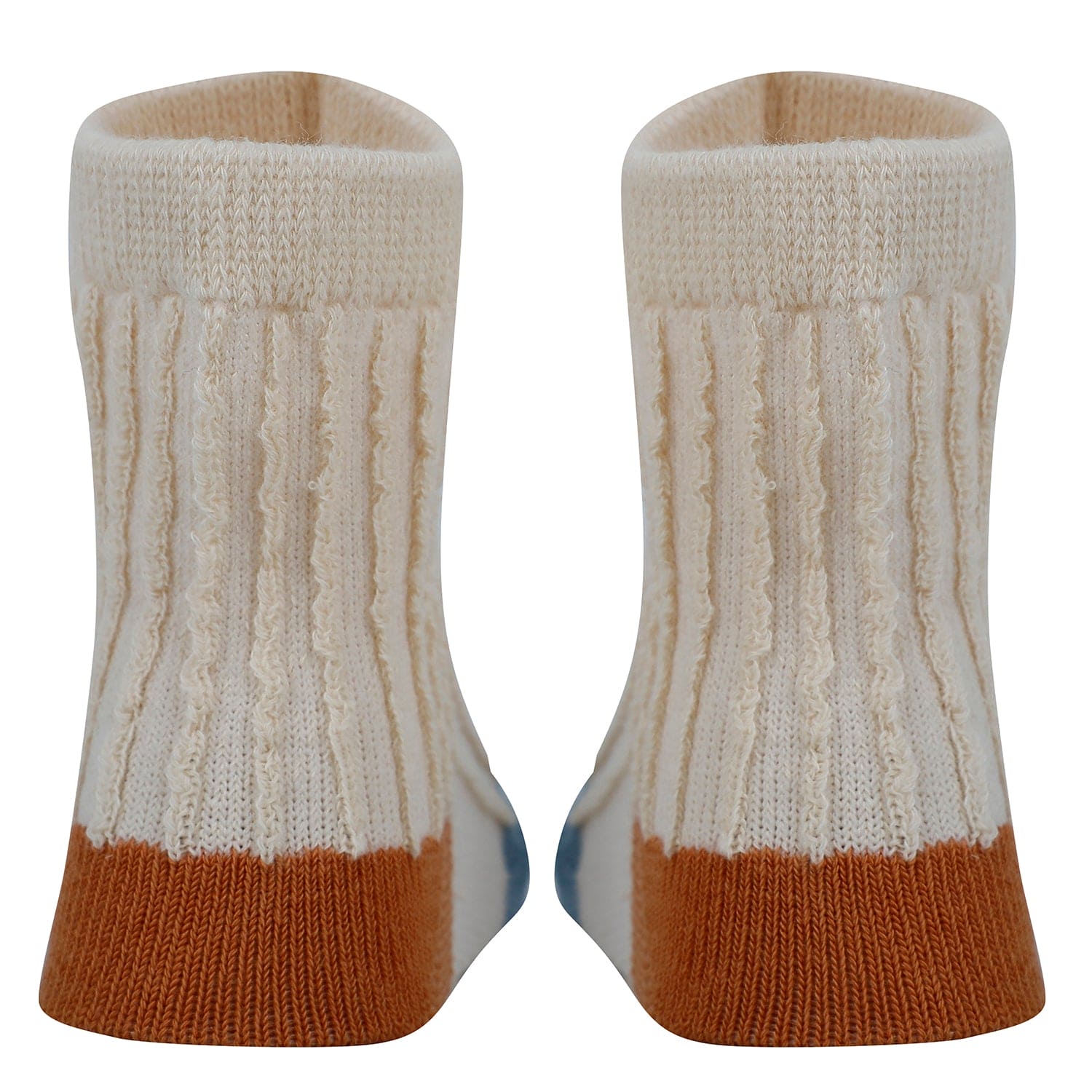 Baby Moo Colour Block Ribbed Soft Socks Pack of 2 - Cream, Blue