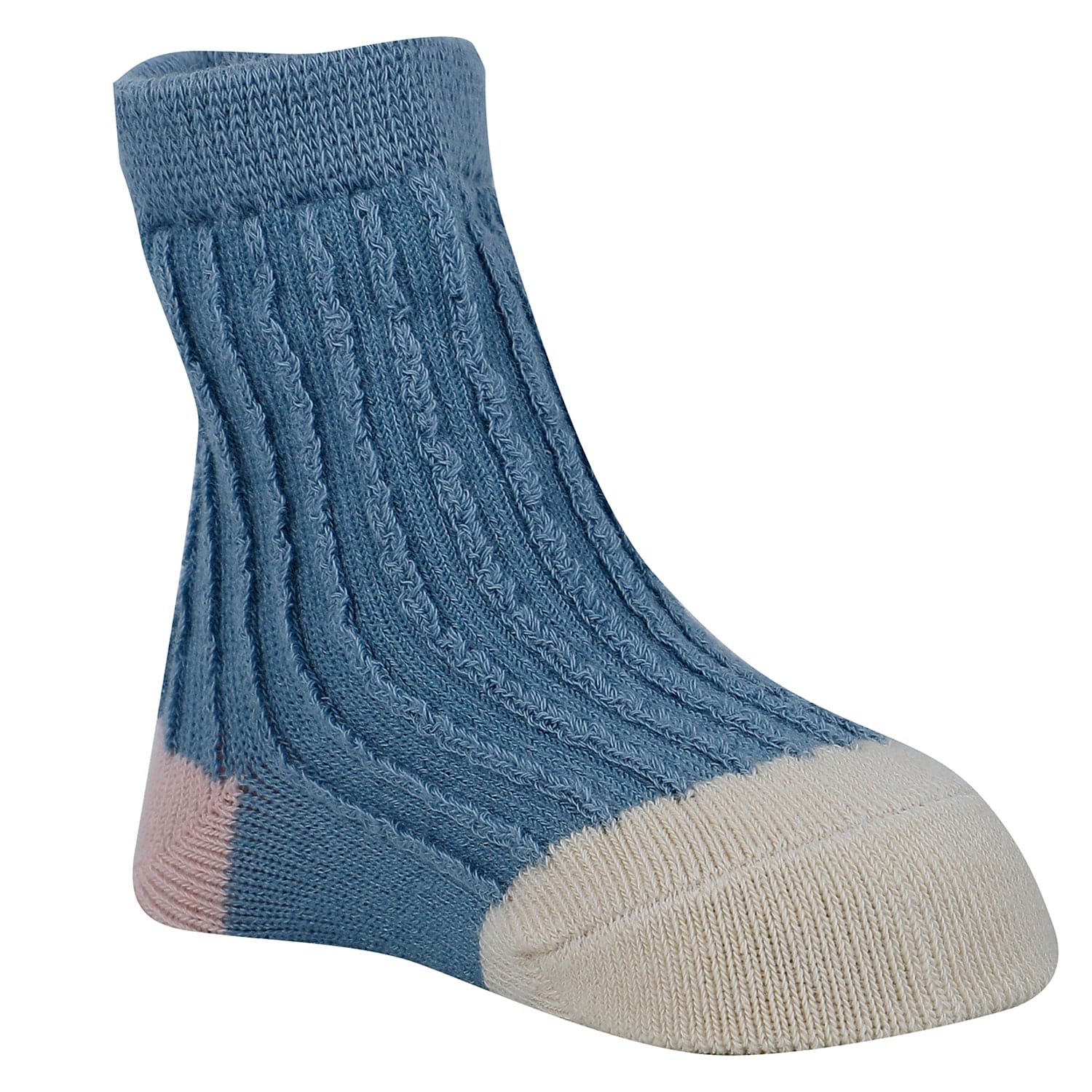 Baby Moo Colour Block Ribbed Soft Socks Pack of 2 - Blue, Pink