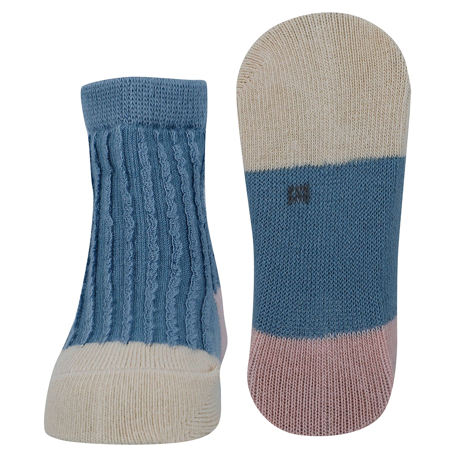 Baby Moo Colour Block Ribbed Soft Socks Pack of 2 - Blue, Pink