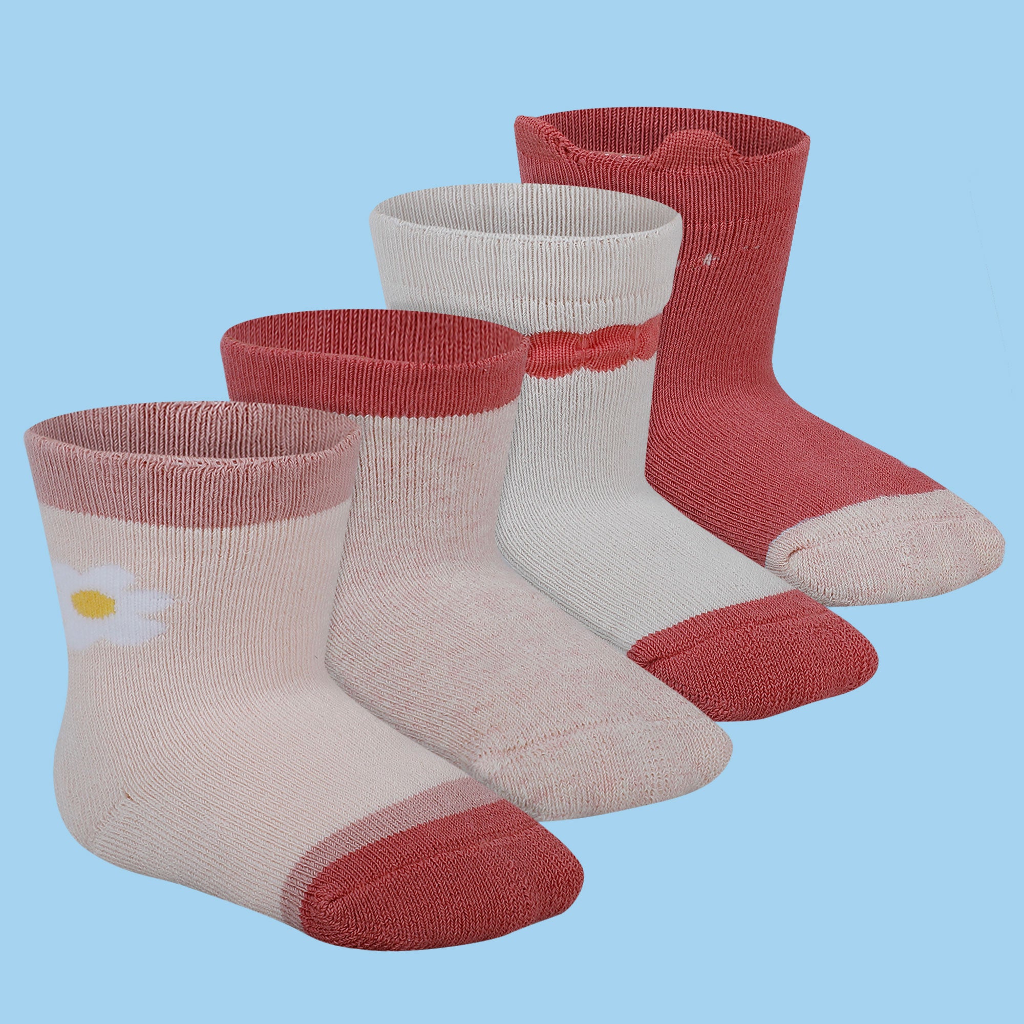 Baby Moo Tomato Soft Socks Pack of 4 - Red, Peach