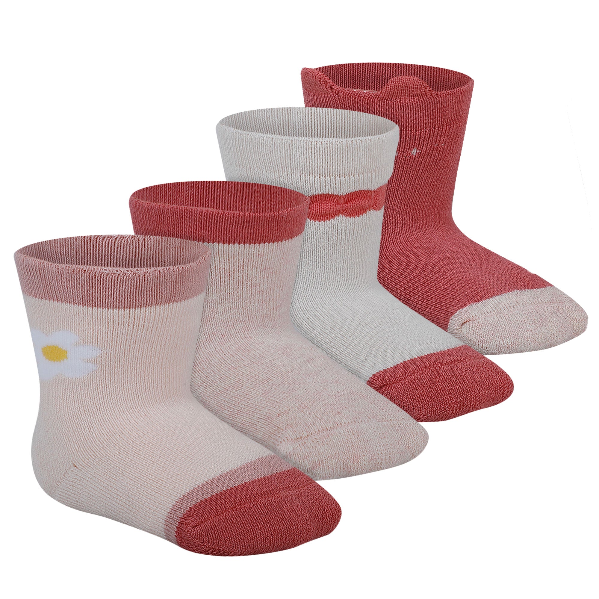 Baby Moo Tomato Soft Socks Pack of 4 - Red, Peach