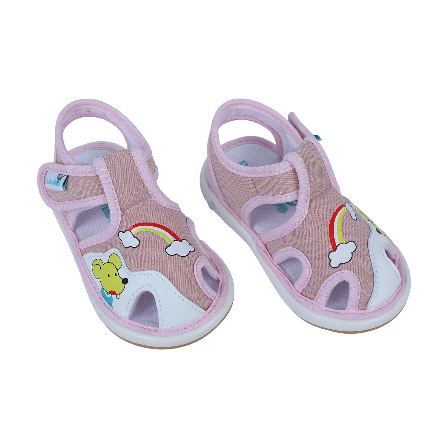 Baby Moo Rainbow Chu-Chu Sound Breathable Anti-Skid Sandals - Pink