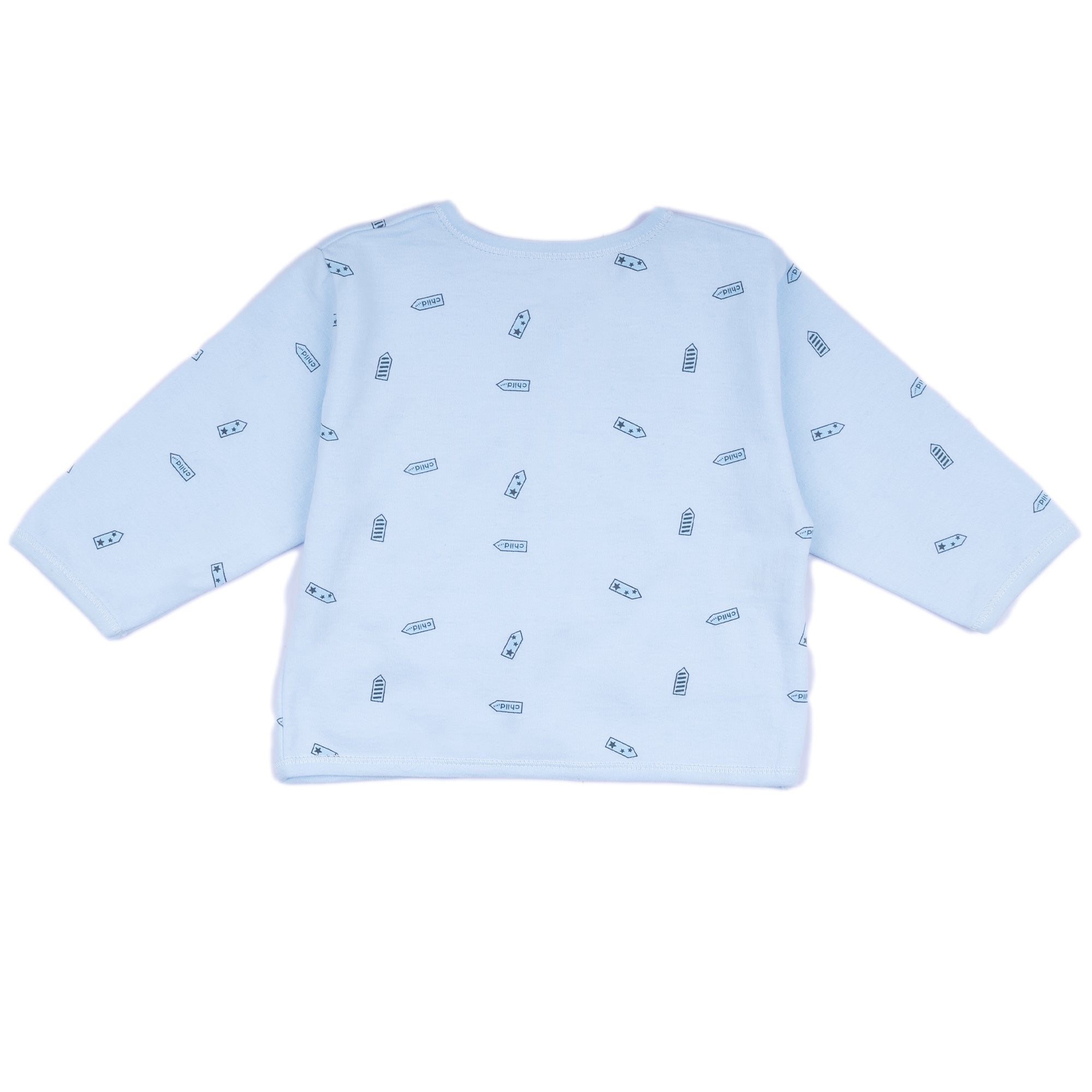 Baby Moo Happy Teddy Printed Cap Bib Pyjamas 5 Pcs Clothing Gift Set - Blue