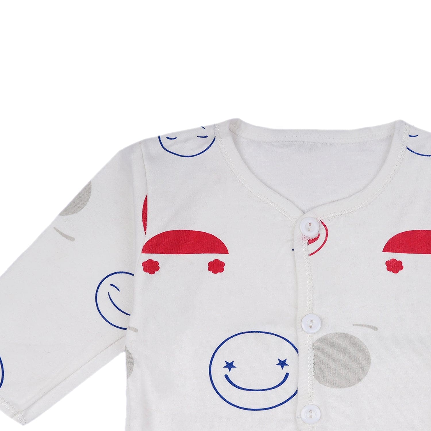 Baby Moo Smiley Print Cap Bib Pyjamas 5 Pcs Clothing Gift Set - White