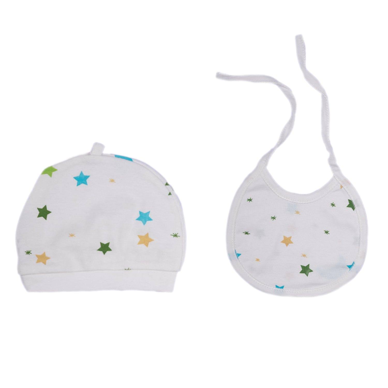 Baby Moo Star and Moon Print Cap Bib Pyjamas 5 Pcs Clothing Gift Set - White