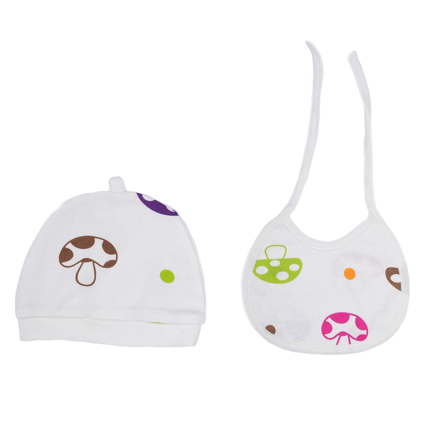 Baby Moo Mushroom Print Cap Bib Pyjamas 5 Pcs Clothing Gift Set - White