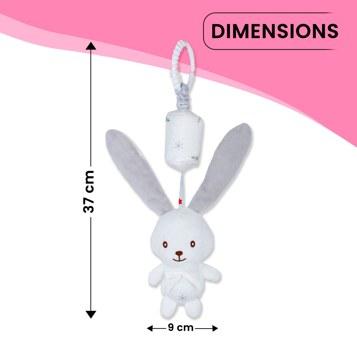 Baby Moo Hopping Bunny Wind Chime Hanging Musical Toy - White