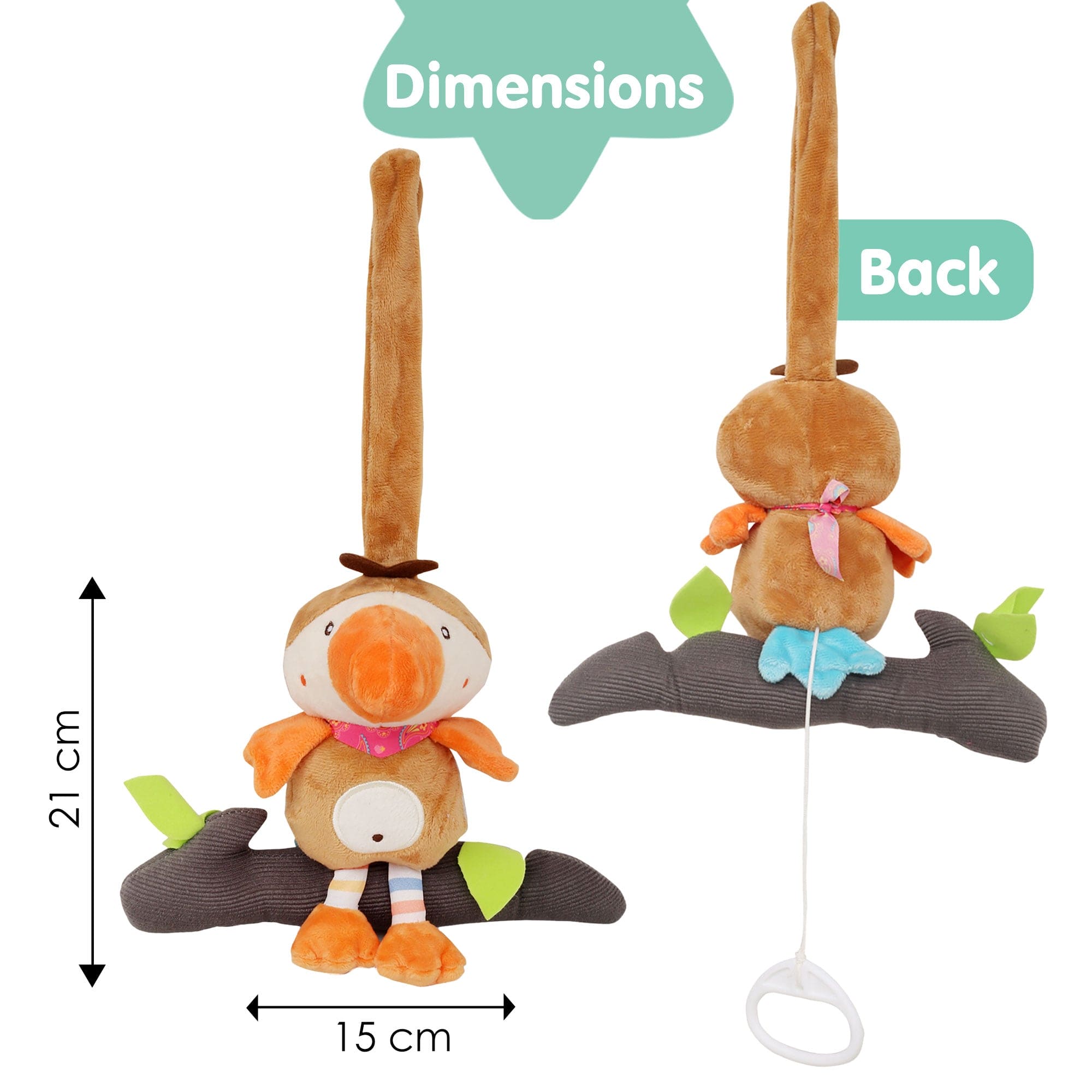 Bird Brown Hanging Pulling Toy