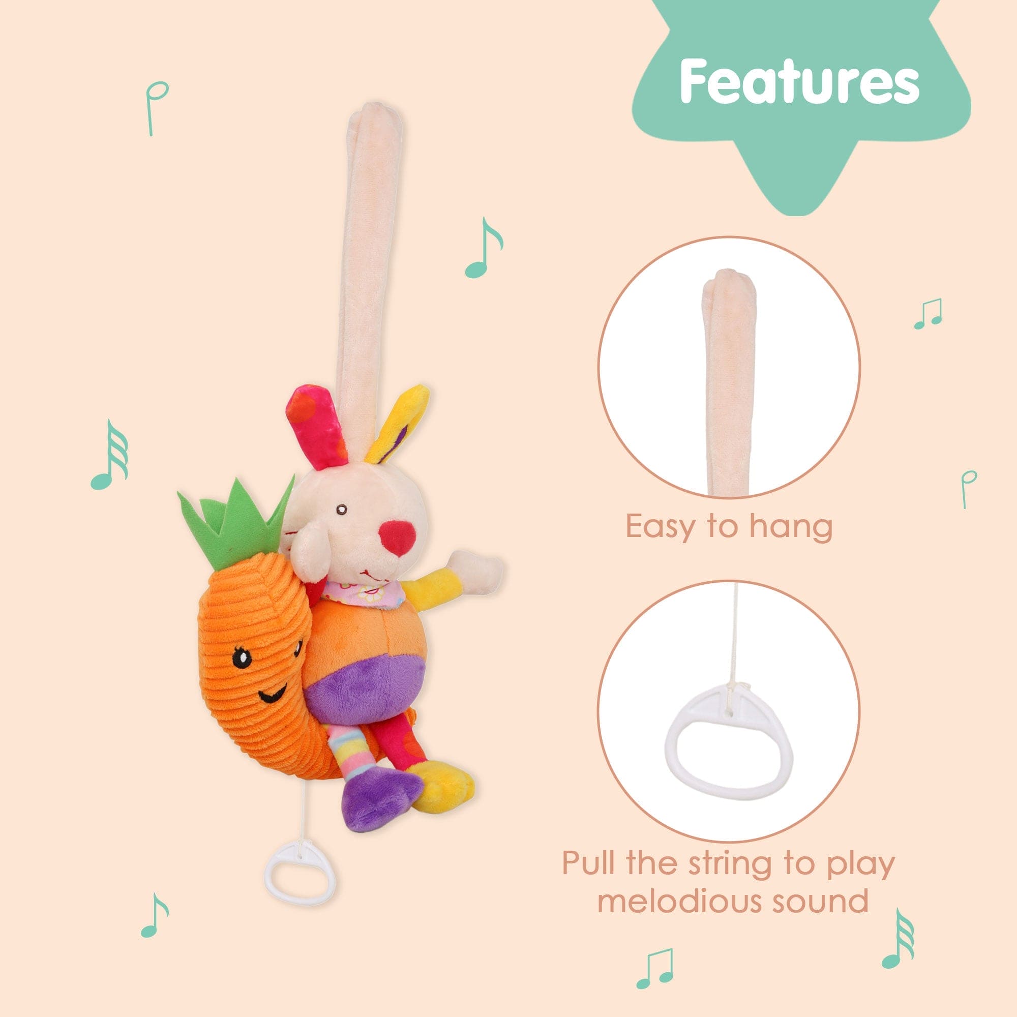 Rabbit Multicolour Hanging Pulling Toy