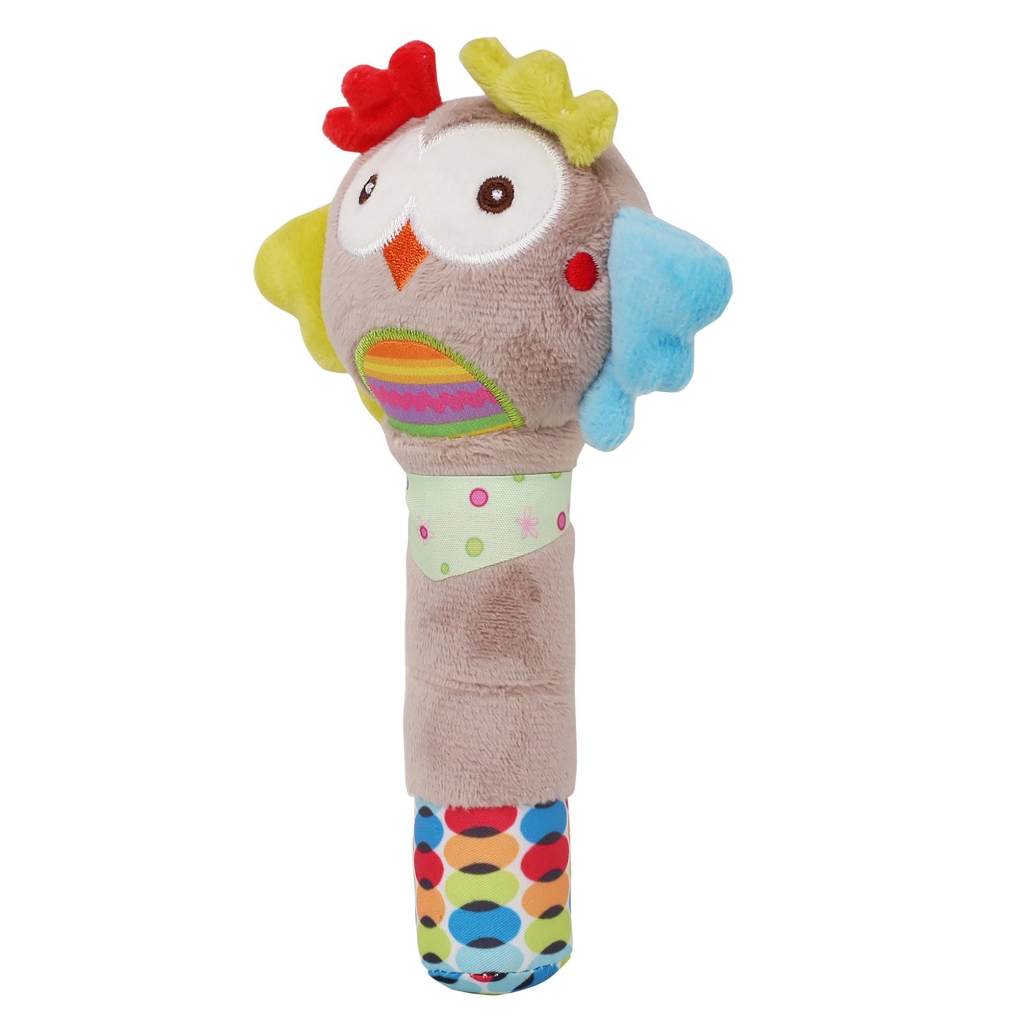 Snoozing Owl Grey Handheld Rattle