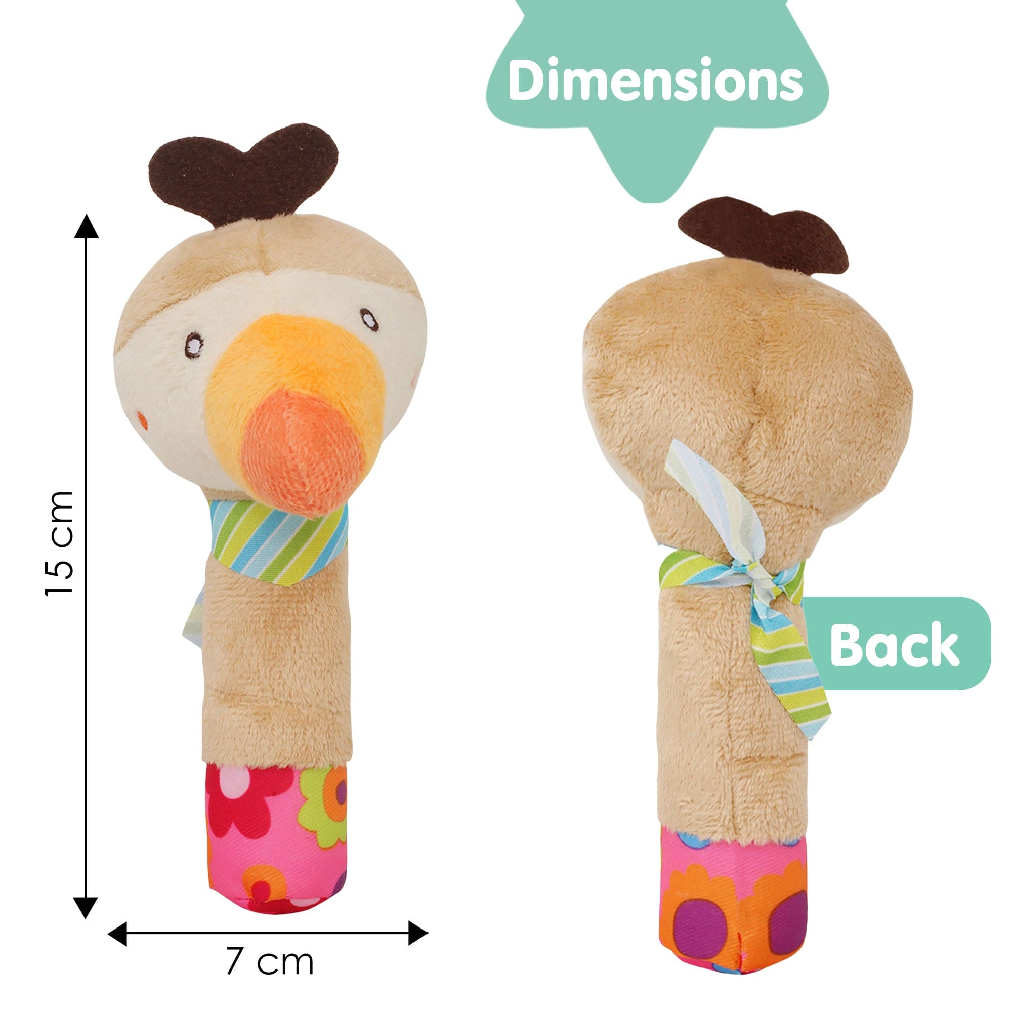 Parrot Cream Handheld Rattle