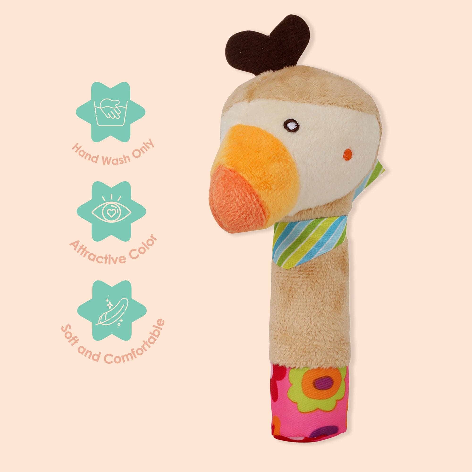 Parrot Cream Handheld Rattle