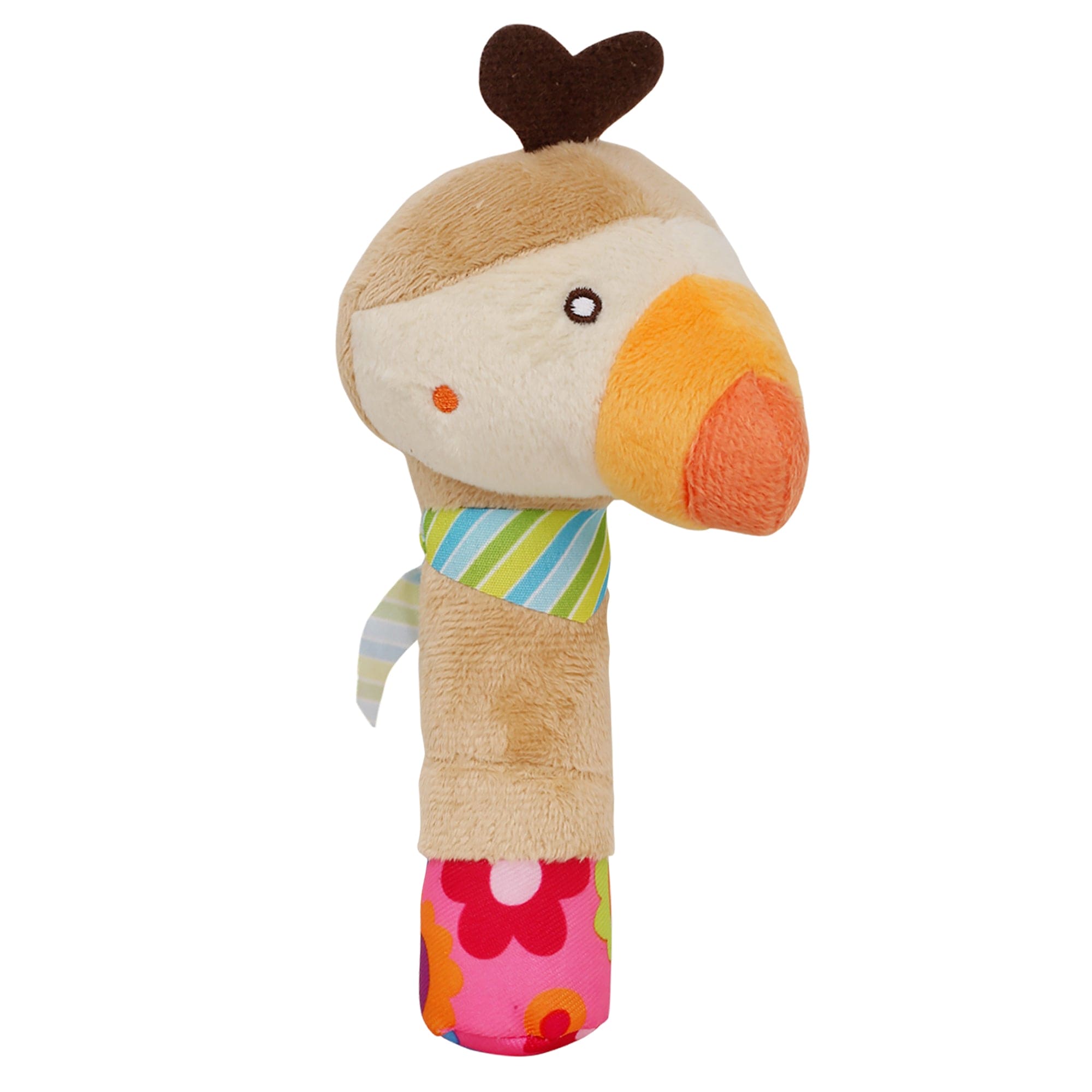 Parrot Cream Handheld Rattle