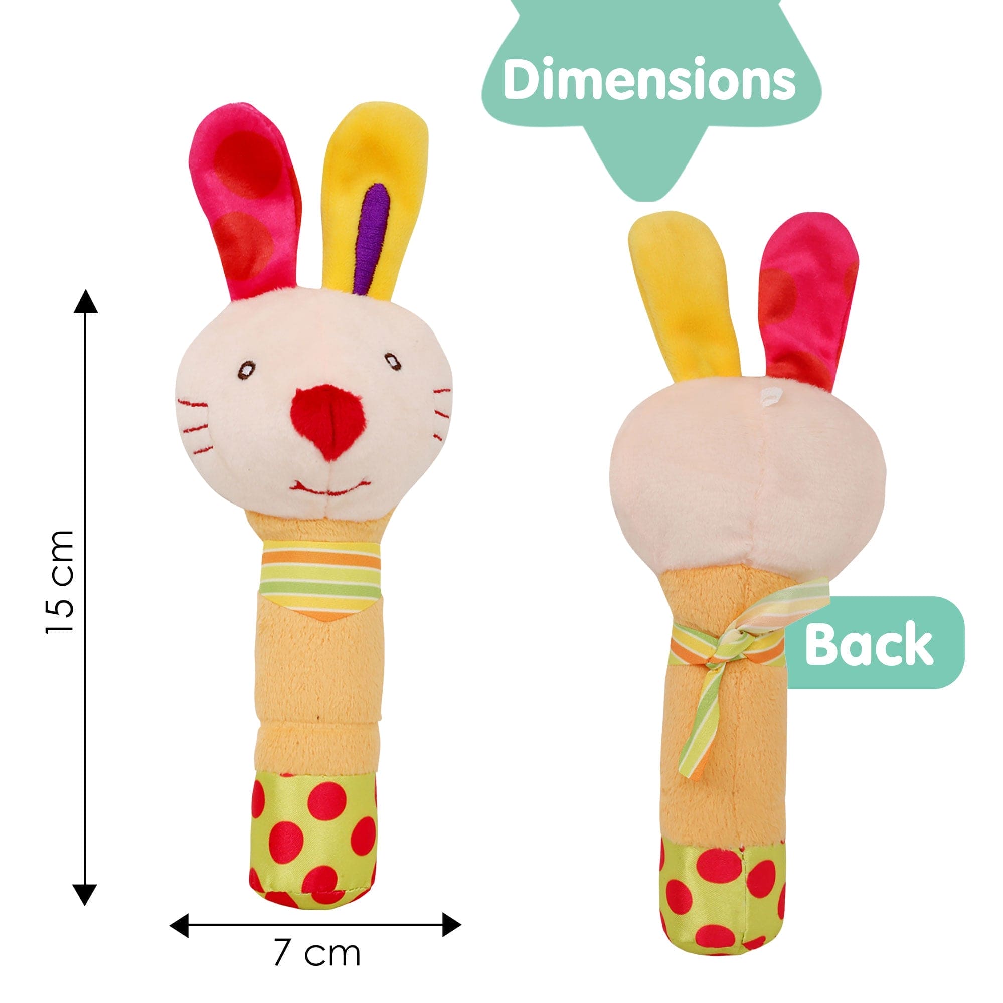 Big Earred Rabbit Multicolour Handheld Rattle