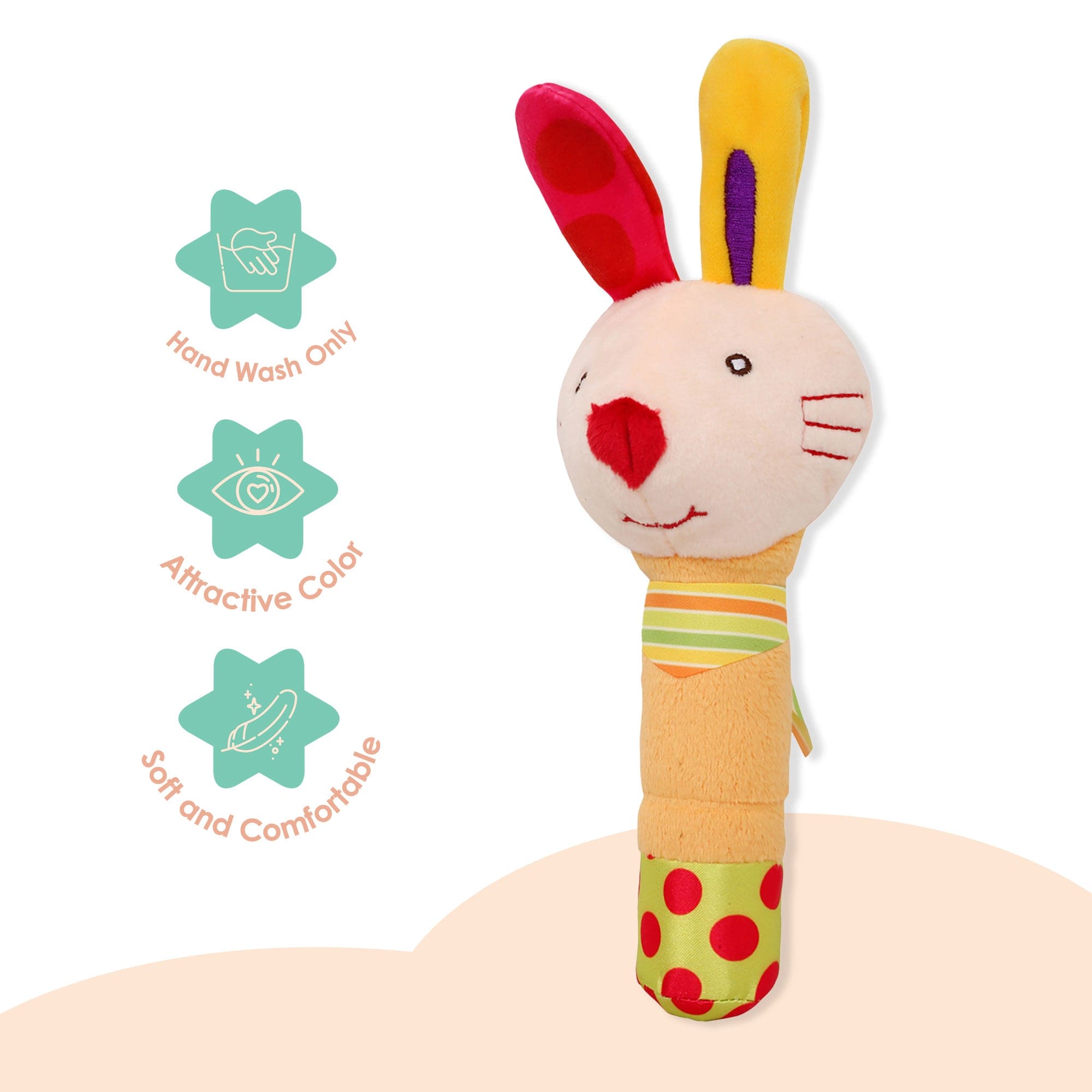 Big Earred Rabbit Multicolour Handheld Rattle