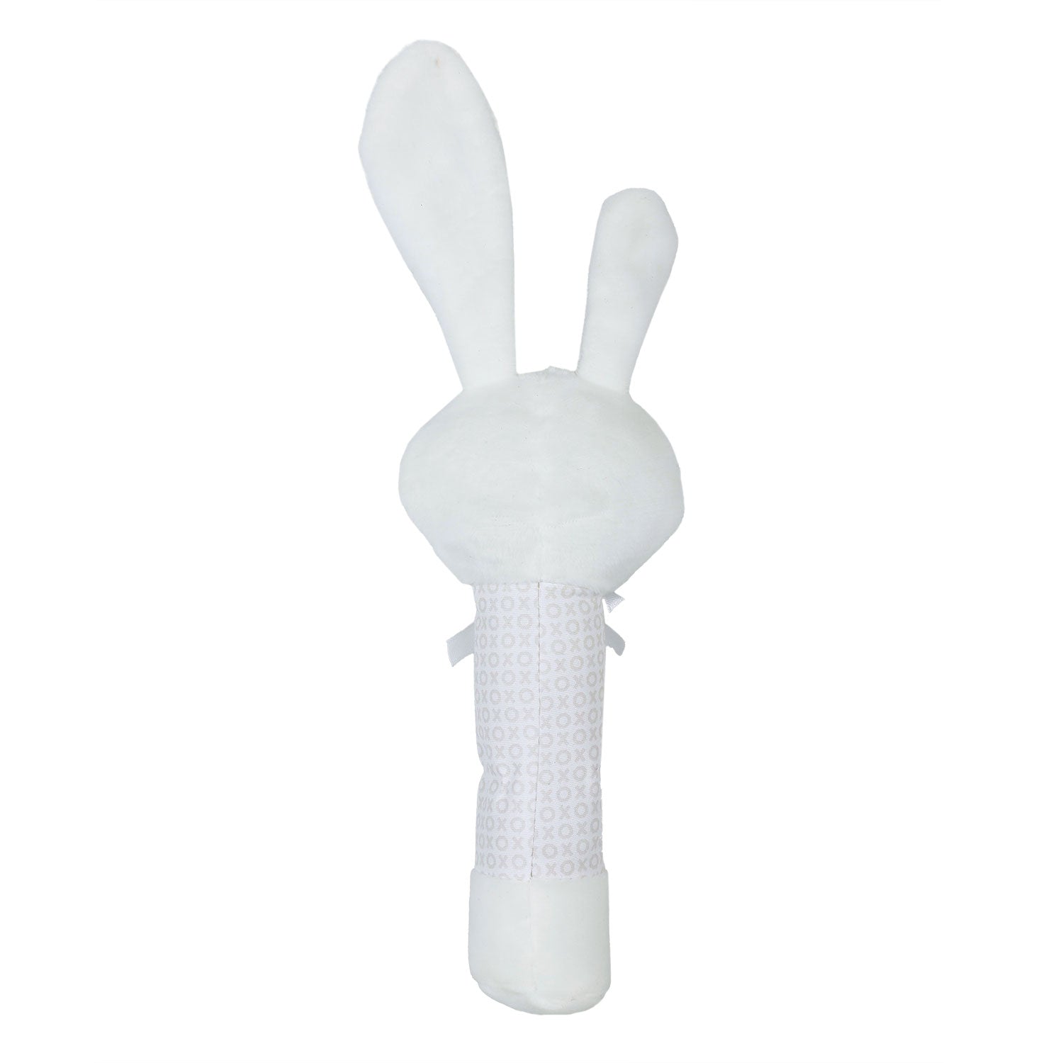 Baby Moo Cuddle Bunny Squeaker Sound Handheld Rattle Toy - White