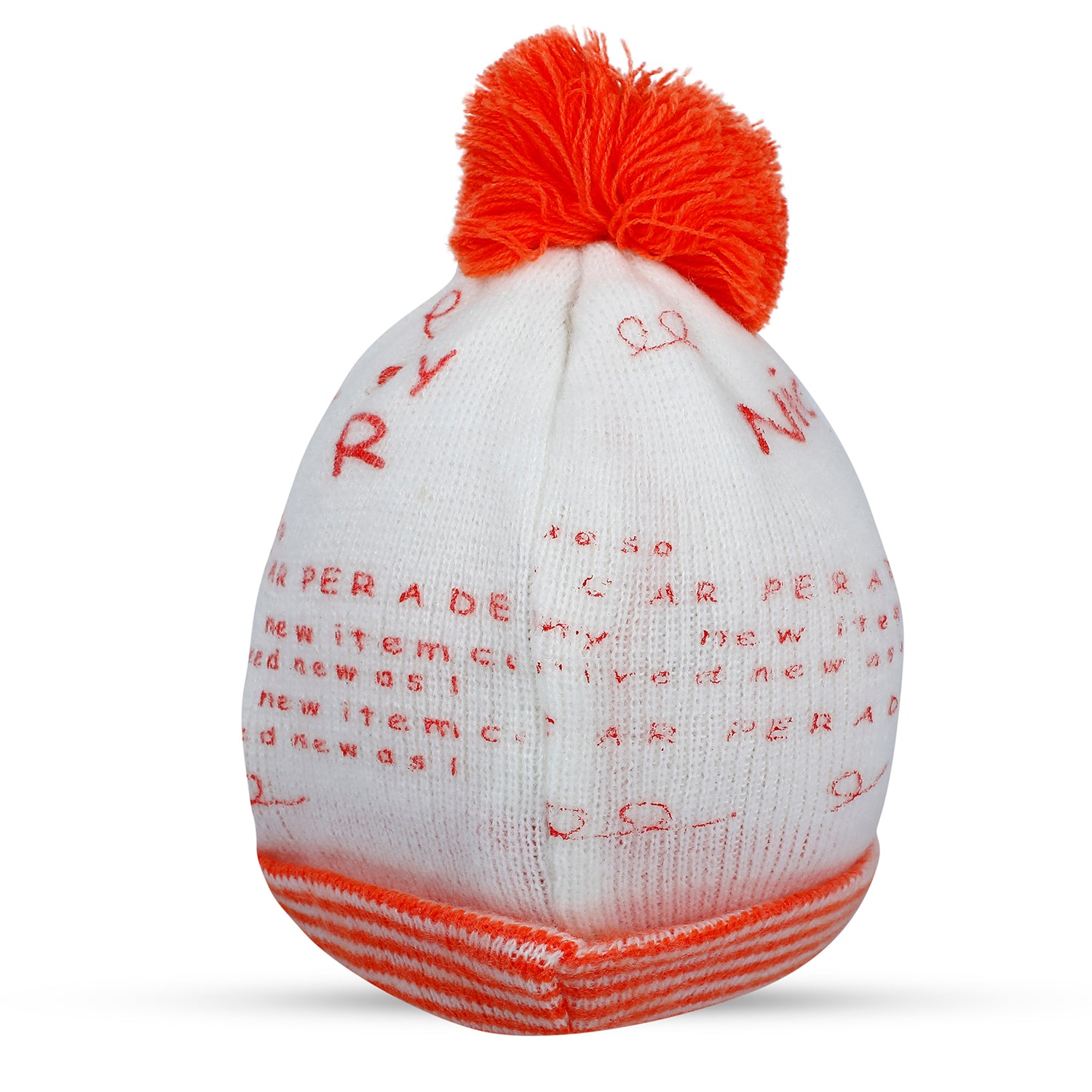 Baby Moo Car Pom Pom Breathable Beanie Warm Knitted Woollen Cap - Orange