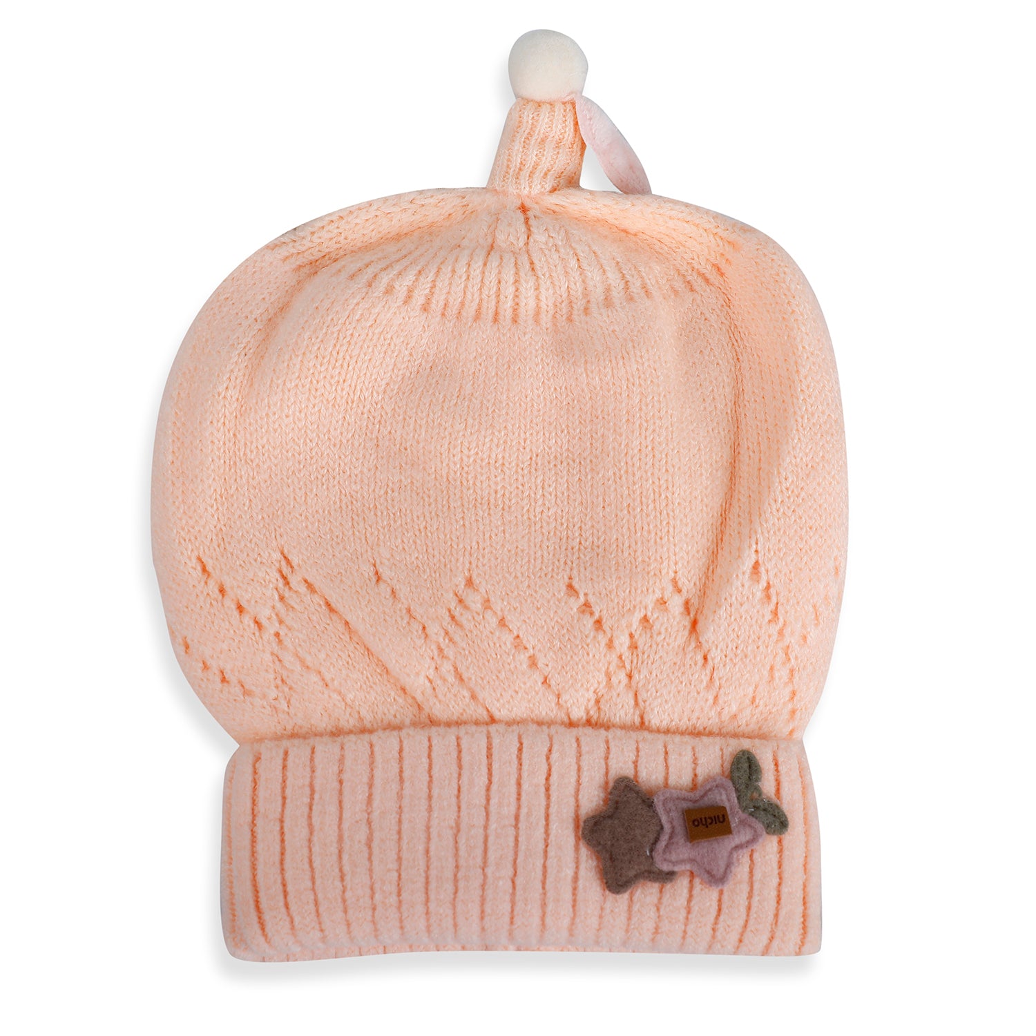 Baby Moo Star Breathable Beanie Warm Knitted Woollen Cap - Peach