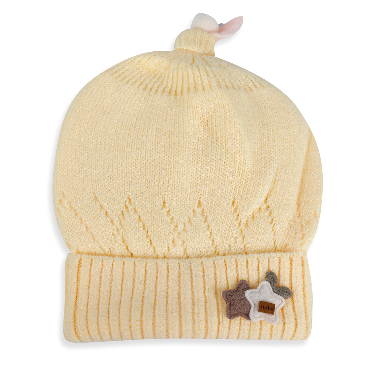 Baby Moo Star Breathable Beanie Warm Knitted Woollen Cap - Yellow