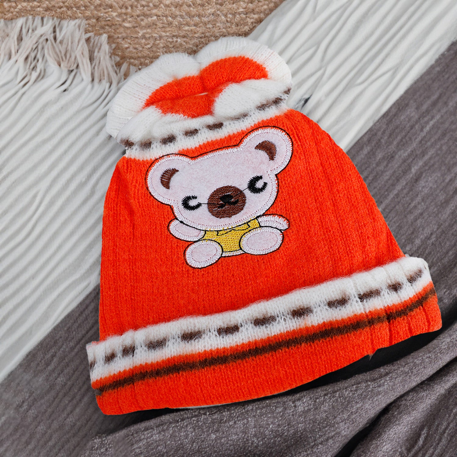 Baby Moo Koala Breathable Beanie Warm Knitted Woollen Cap - Orange