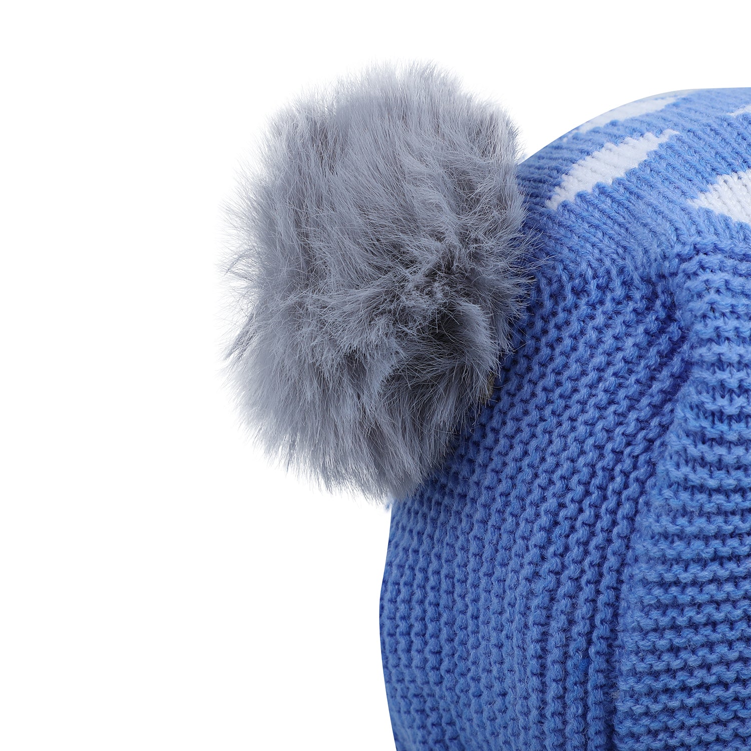 Baby Moo Adorable Pom Pom Knitted Beanie Woollen Cap - Blue - Baby Moo