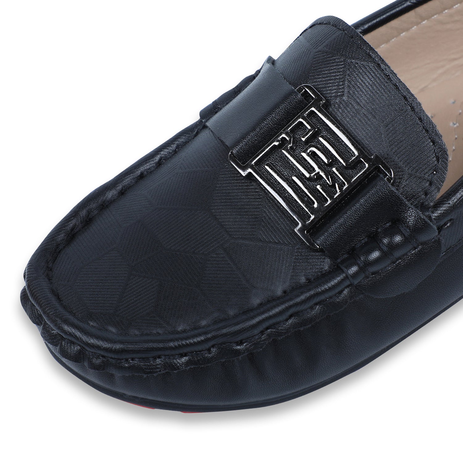 Baby Moo x Bash Kids Textured Leatherite Loafer Shoes - Black