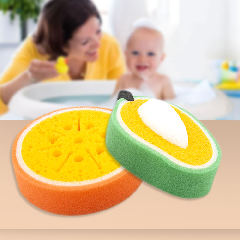 Baby Moo Sliced Orange And Mango 2 Pk Bath Sponge - Multicolour