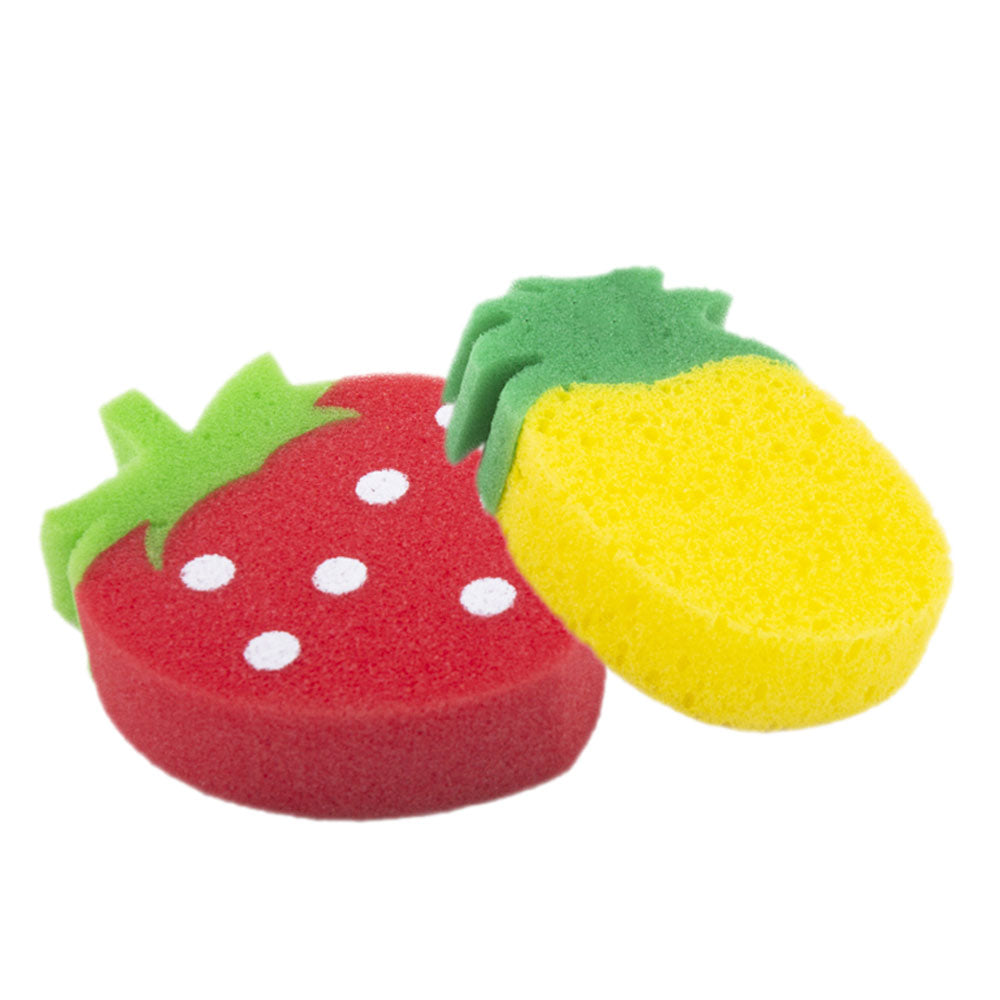 Baby Moo Sliced Strawberry And Pineapple 2 Pk Bath Sponge - Multicolour