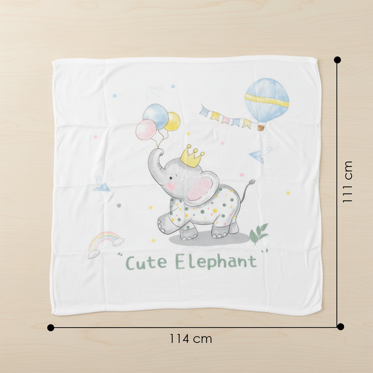 Baby Moo Cute Elephant Double Layered Cooling Breathable Bamboo Blanket - White