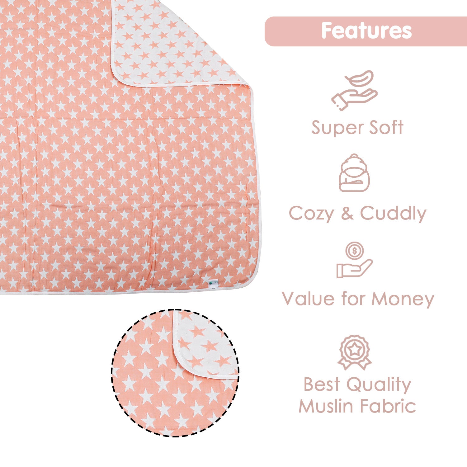 Your Star Is Born Peach XL Muslin Blanket