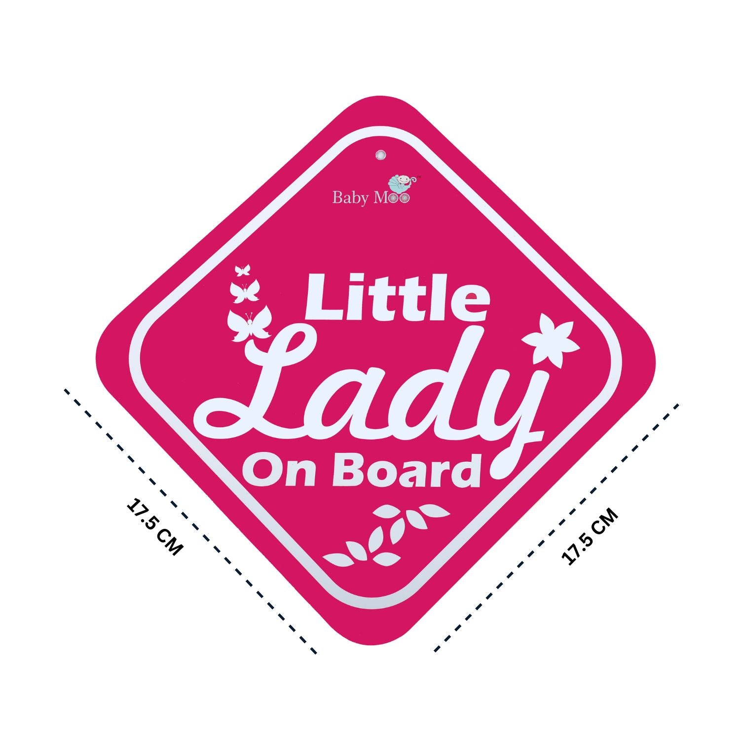 Baby Moo Little Lady On Board Car Safety Board With Vacuum Suction Cup Clip - Pink - Baby Moo