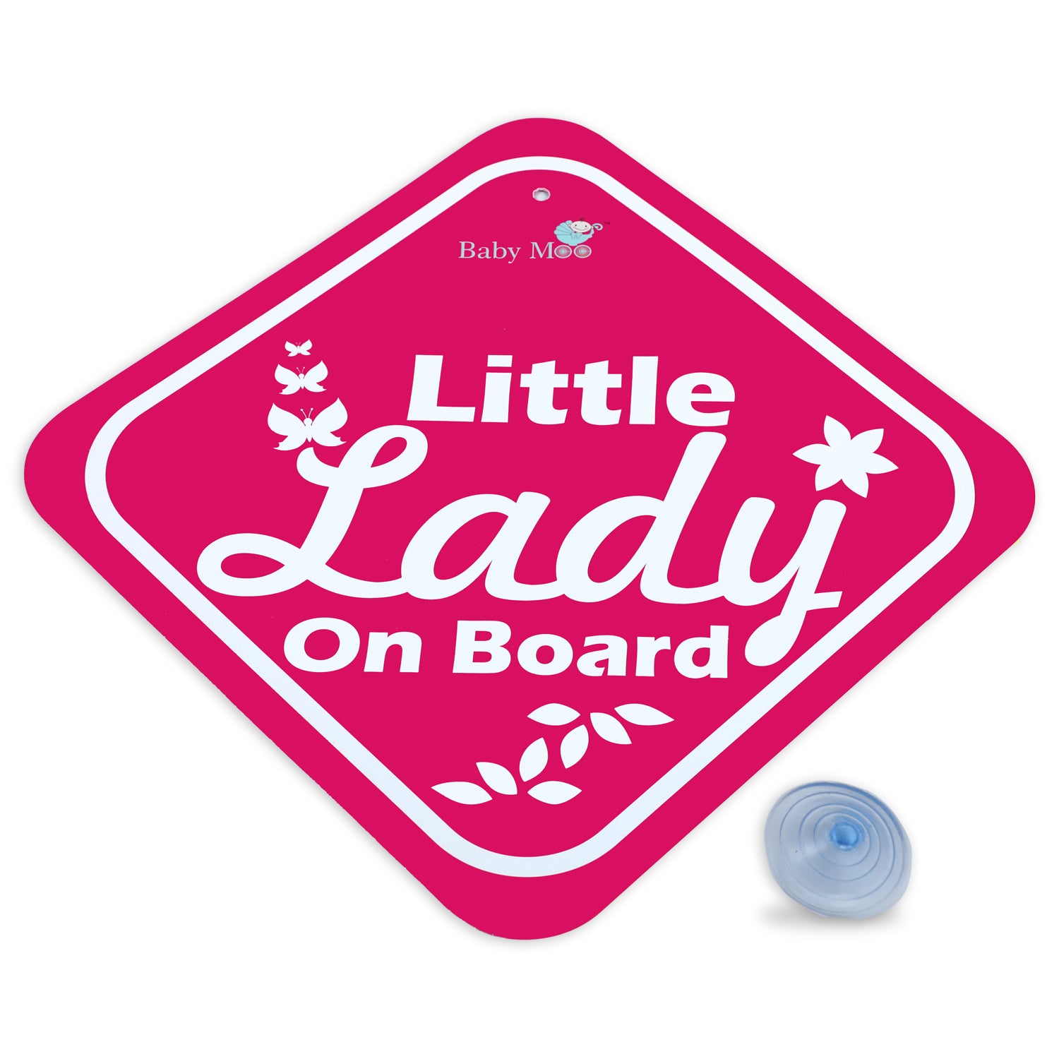 Baby Moo Little Lady On Board Car Safety Board With Vacuum Suction Cup Clip - Pink - Baby Moo