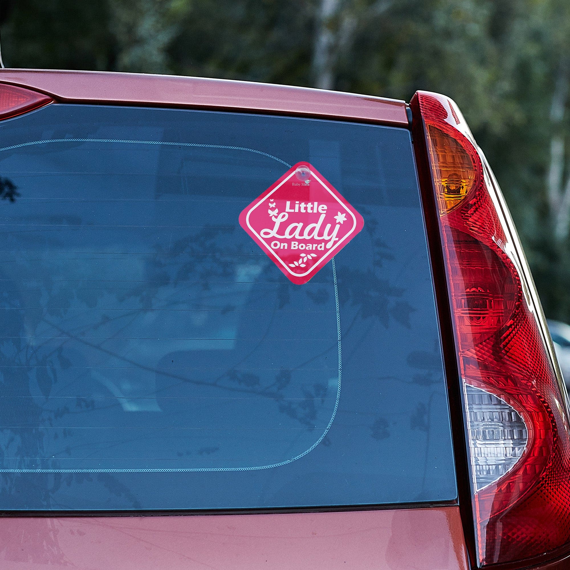 Baby Moo Little Lady On Board Car Safety Board With Vacuum Suction Cup Clip - Pink - Baby Moo