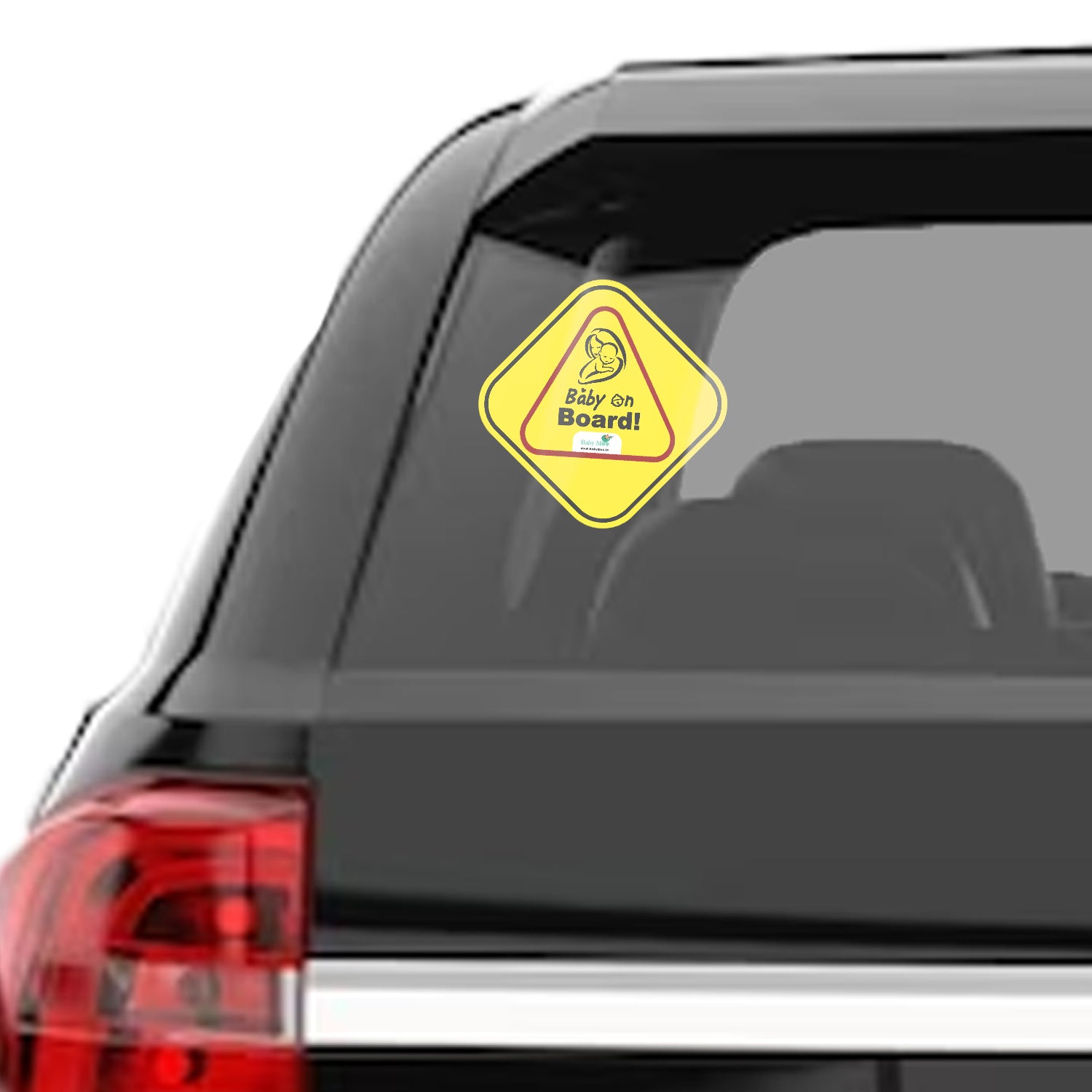 Baby Moo Triangular Baby On Board With Vacuum Suction Cup Clip - Yellow