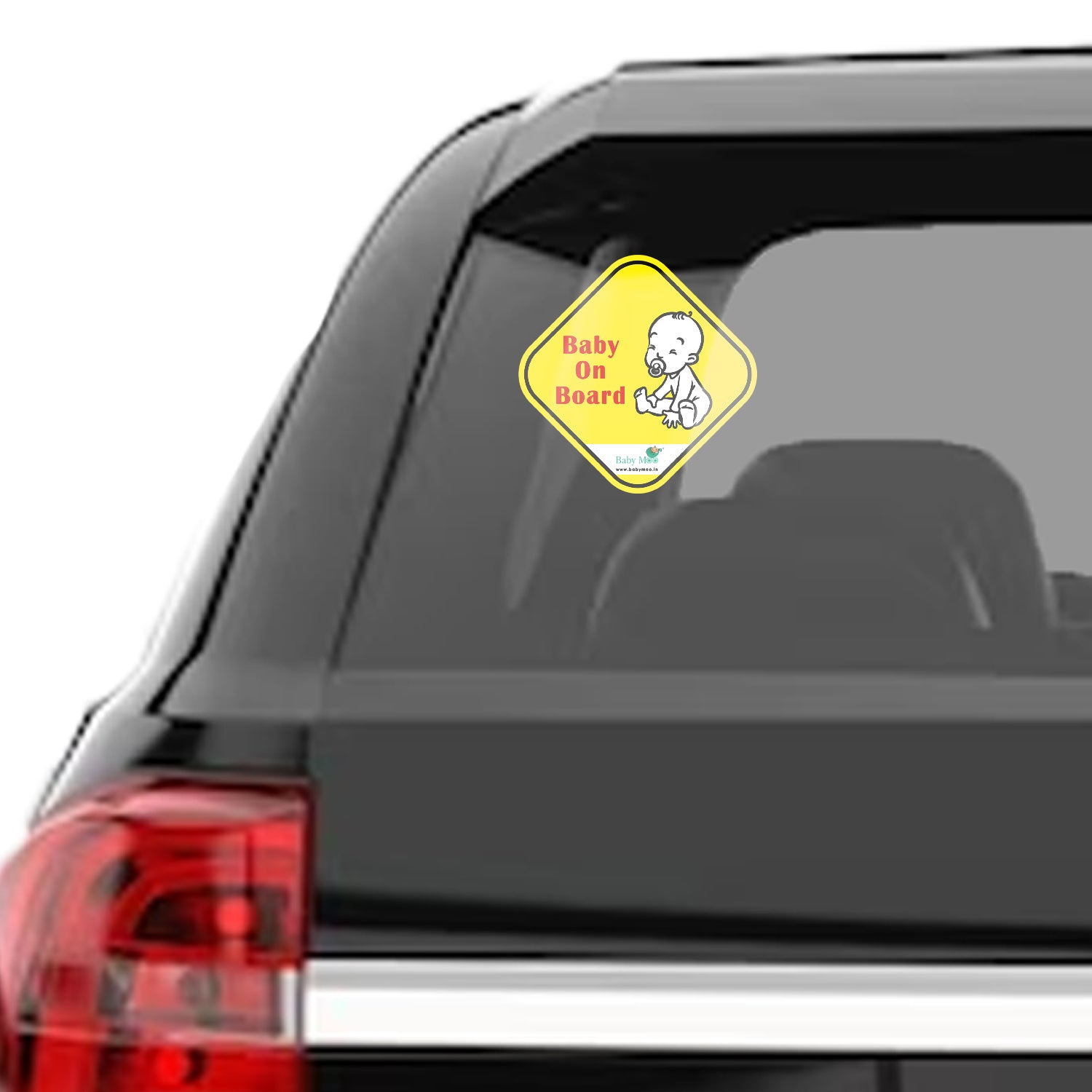 Baby Moo Car Safety Sign Little Baby On Board With Vacuum Suction Cup Clip - Yellow - Baby Moo