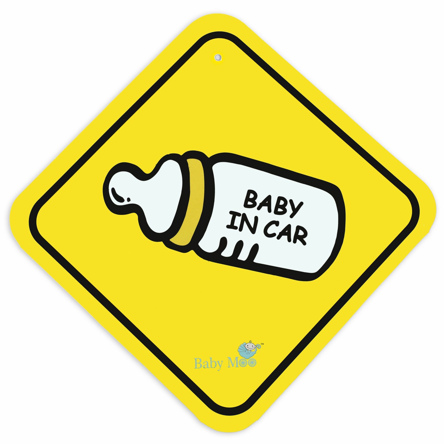 Baby Moo Feeding Bottle Sign Board With Vacuum Suction Cup Clip - Yellow - Baby Moo