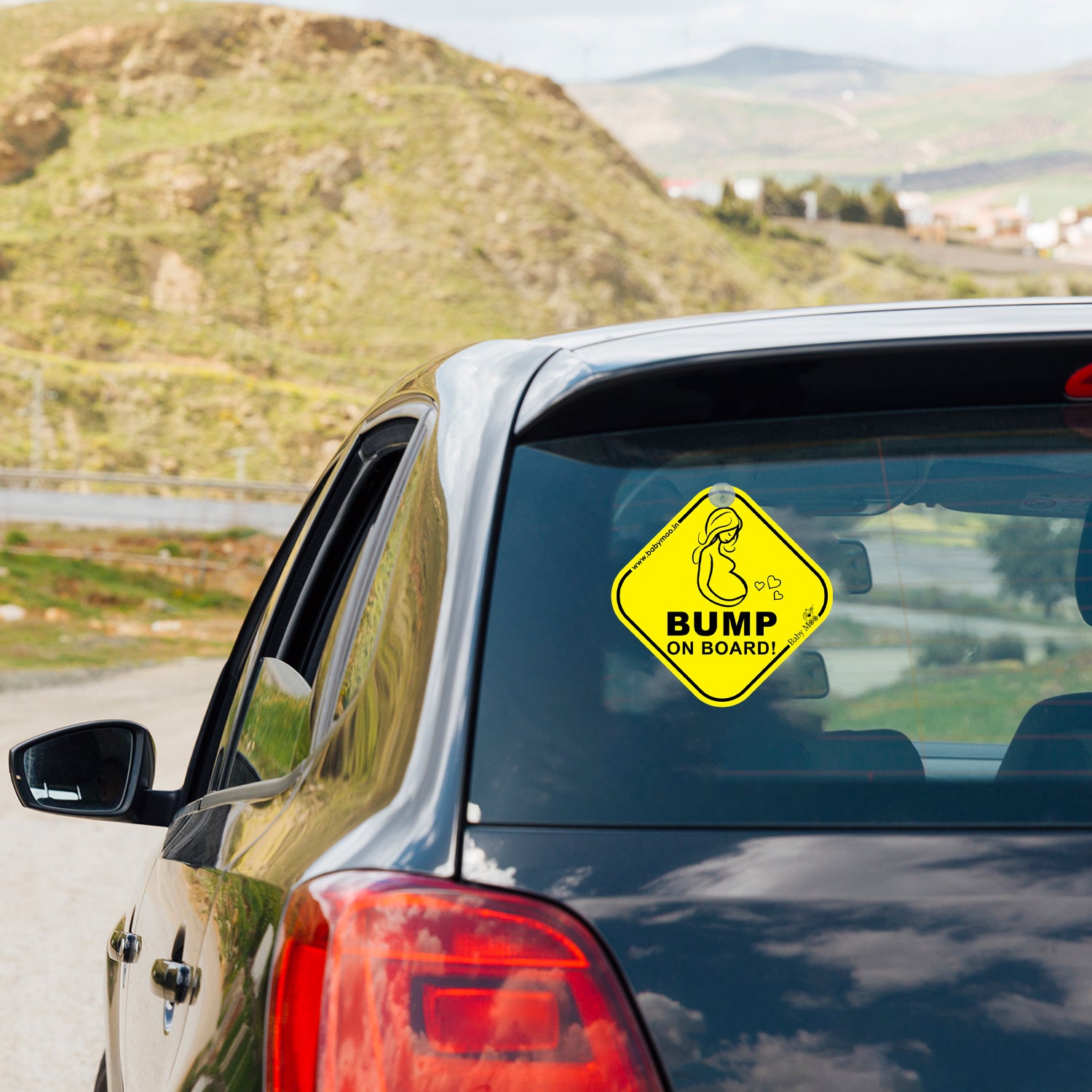 Baby Moo Mom To Be And Tiny Feet Car Safety Sign With Vacuum Suction Cup Clip 2 Pack - Black
