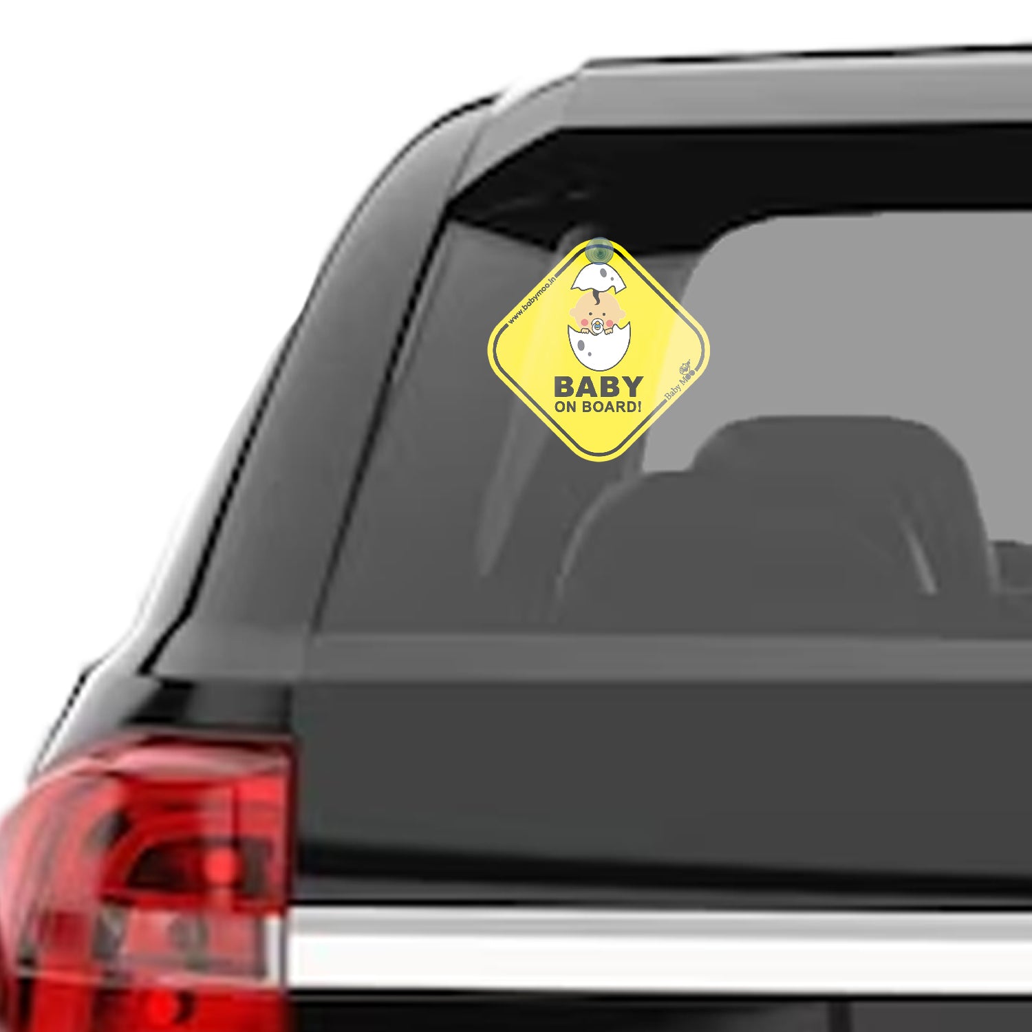 Baby Moo Car Safety Sign Snoozing Angel Baby On Board With Suction Cup Clip 2 Pack - Yellow