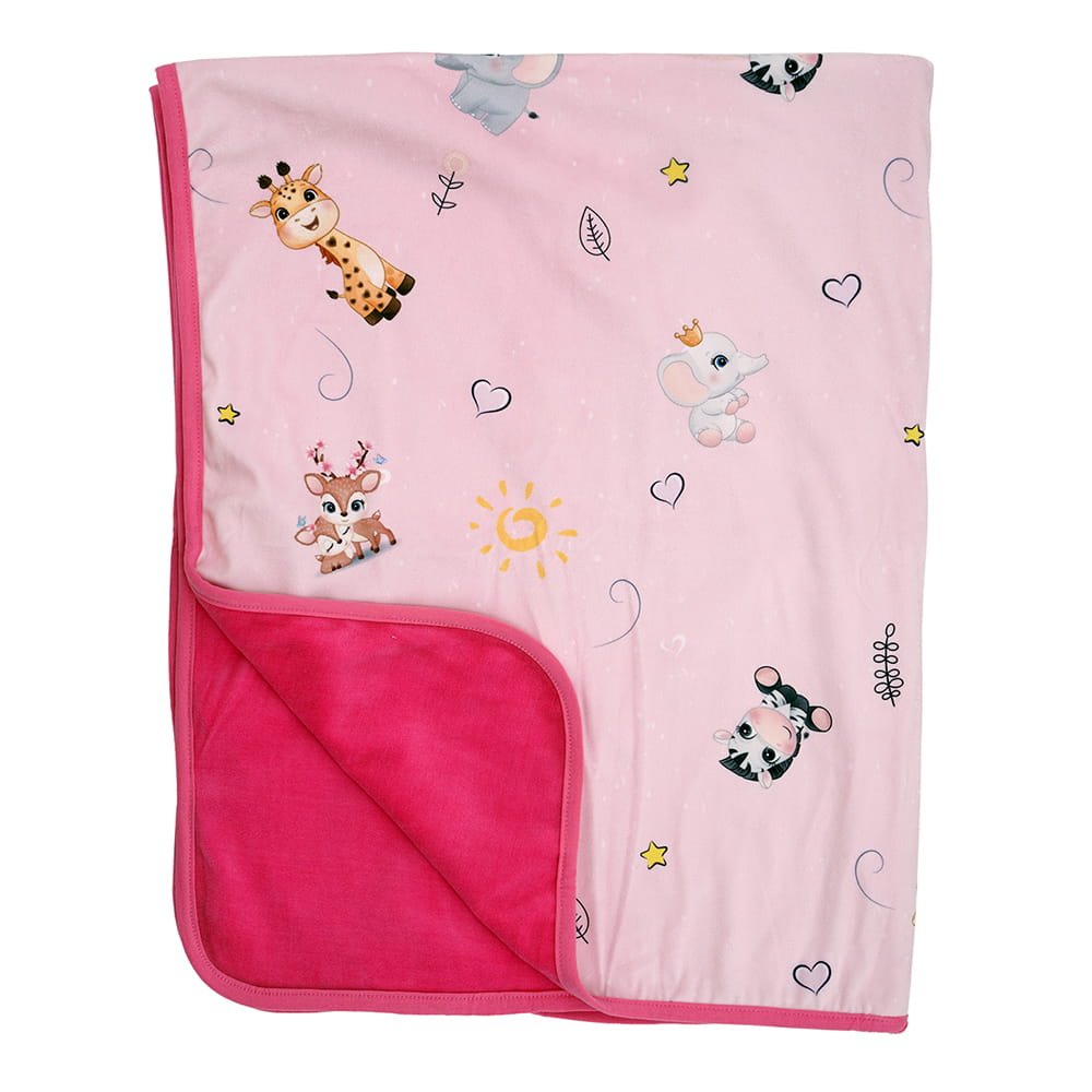 Baby Moo Animal Kingdom All Season Premium Blanket - Pink - Baby Moo
