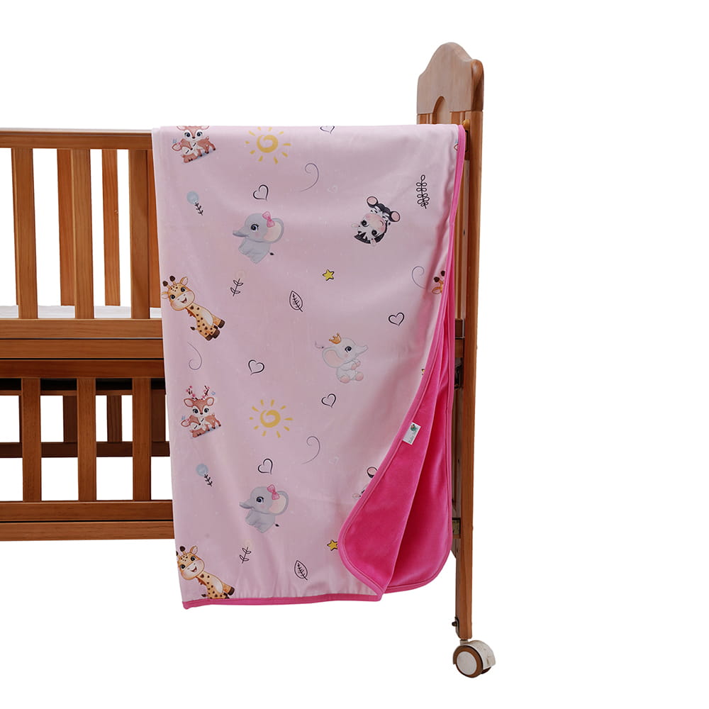Baby Moo Animal Kingdom All Season Premium Blanket - Pink - Baby Moo
