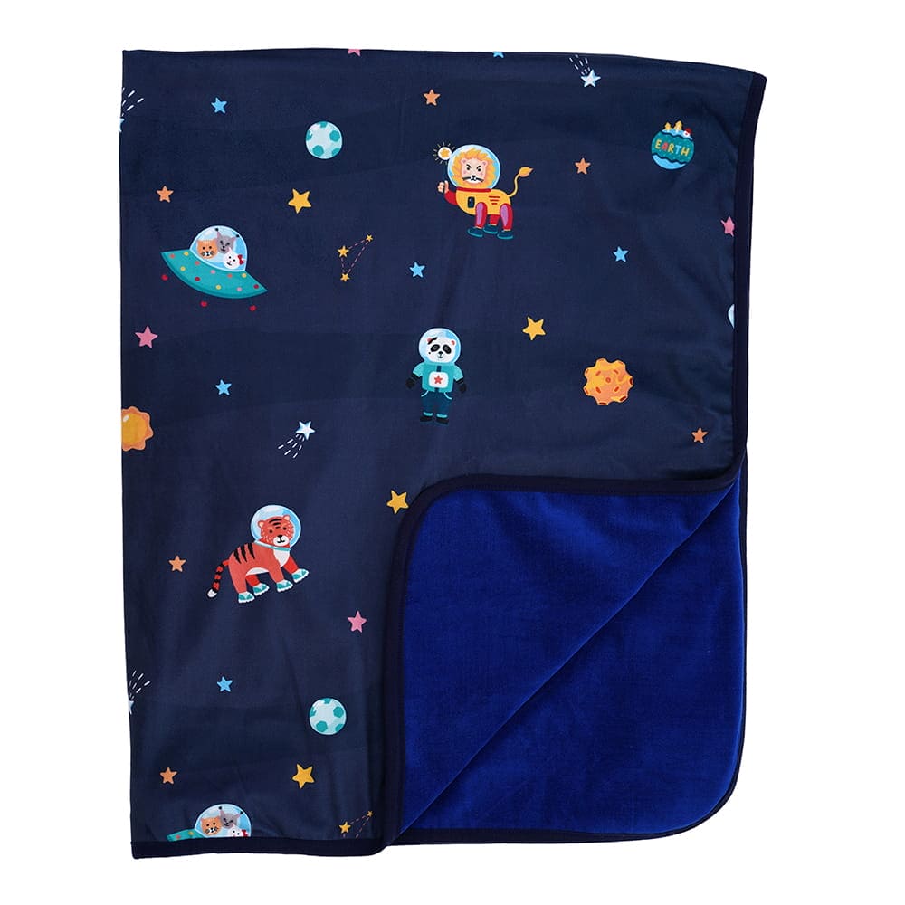 Baby Moo Space All Season Premium Blanket - Blue - Baby Moo