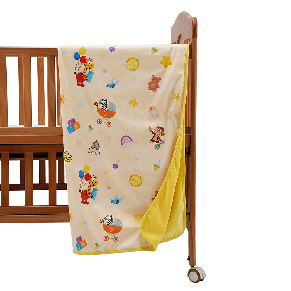 Baby Moo Zebra in Pram All Season Premium Blanket - Yellow - Baby Moo