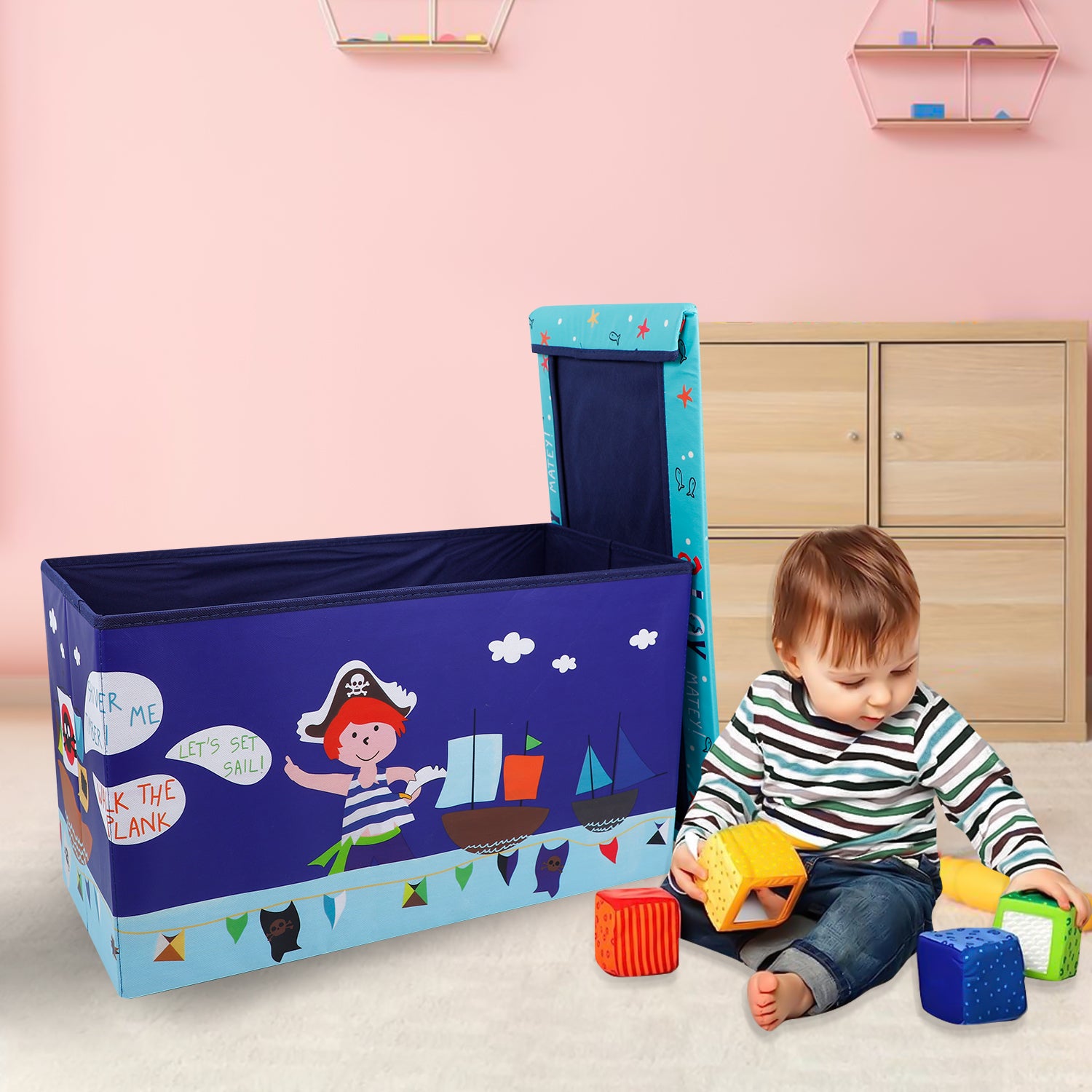 Baby Moo Treasure Hunt Large Multifunctional Playroom Storage Box - Blue