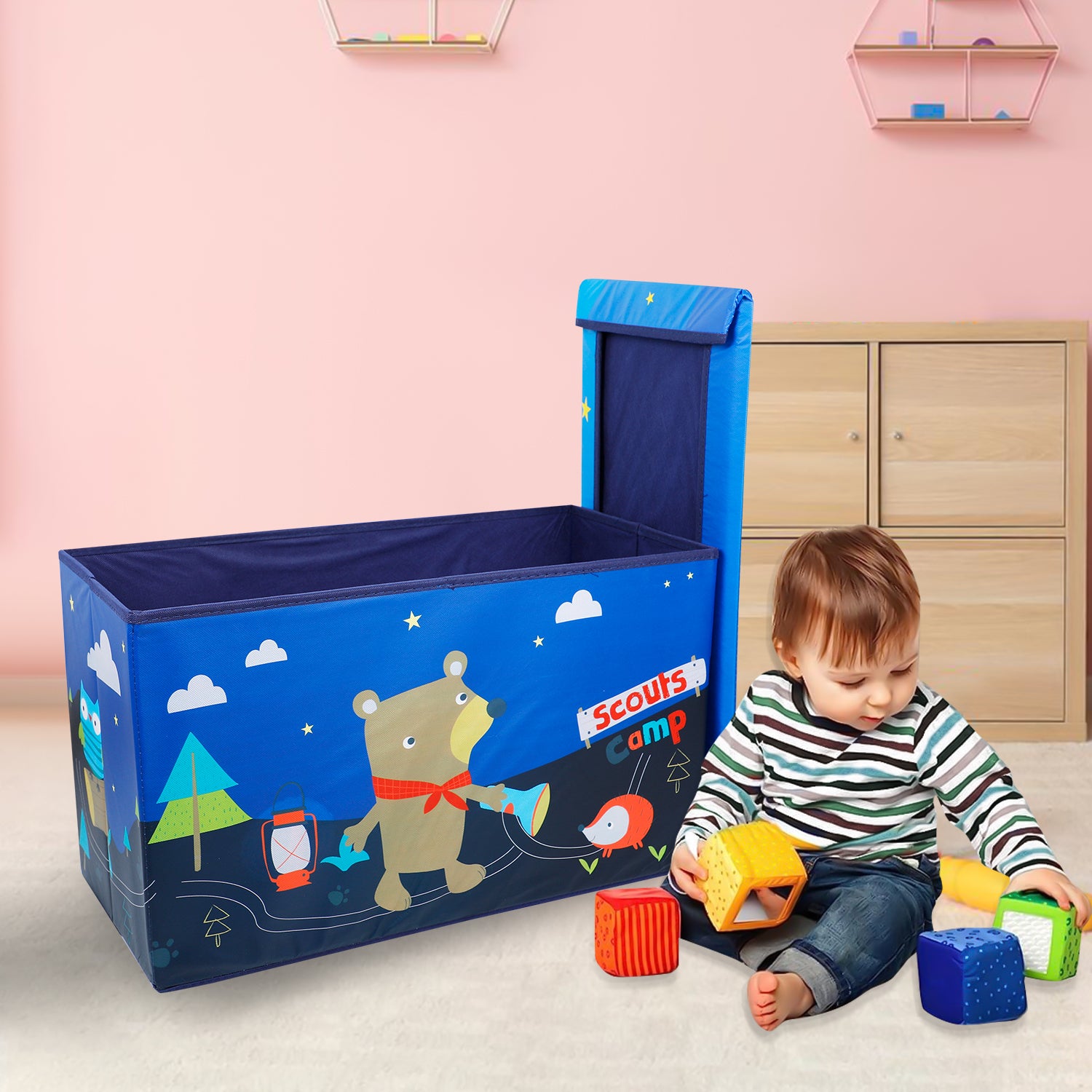 Baby Moo Little Adventure Large Multifunctional Playroom Storage Box - Navy Blue