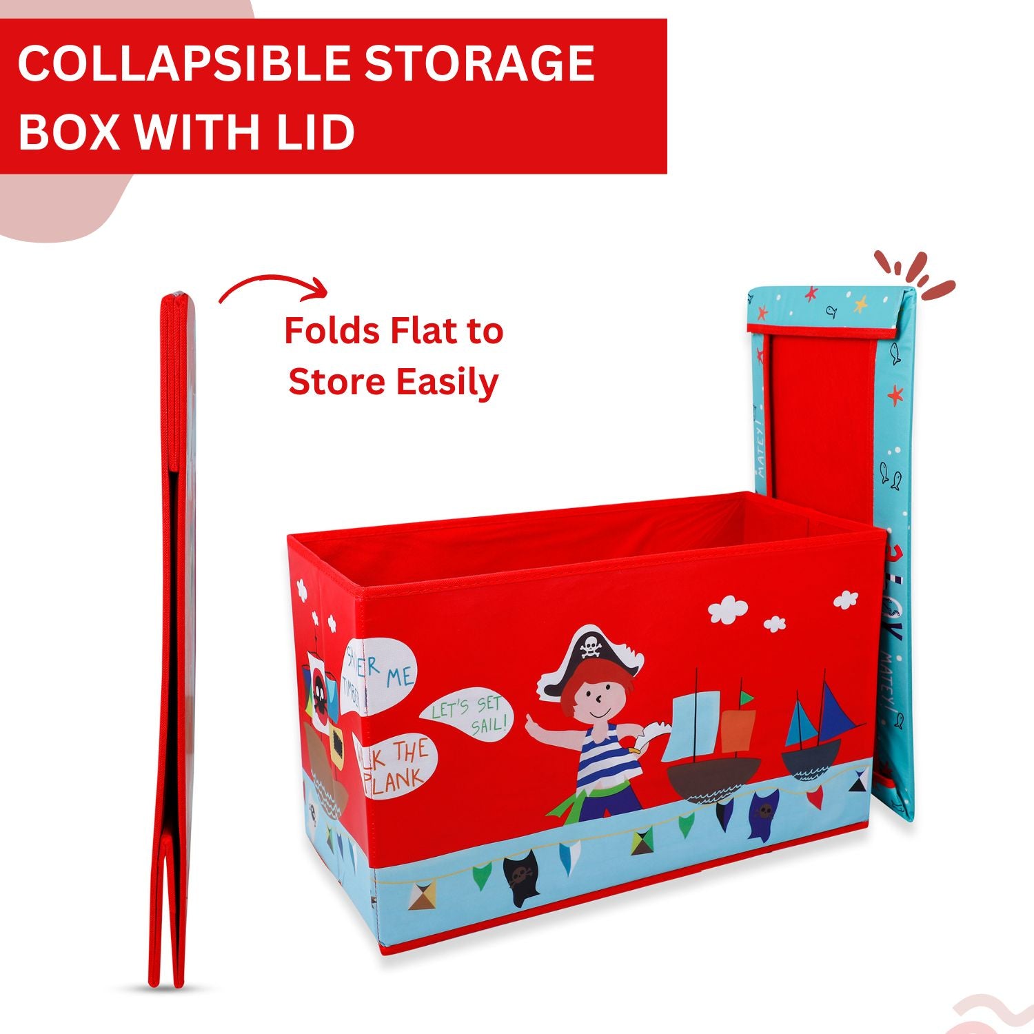 Baby Moo Treasure Hunt Large Multifunctional Playroom Storage Box - Red