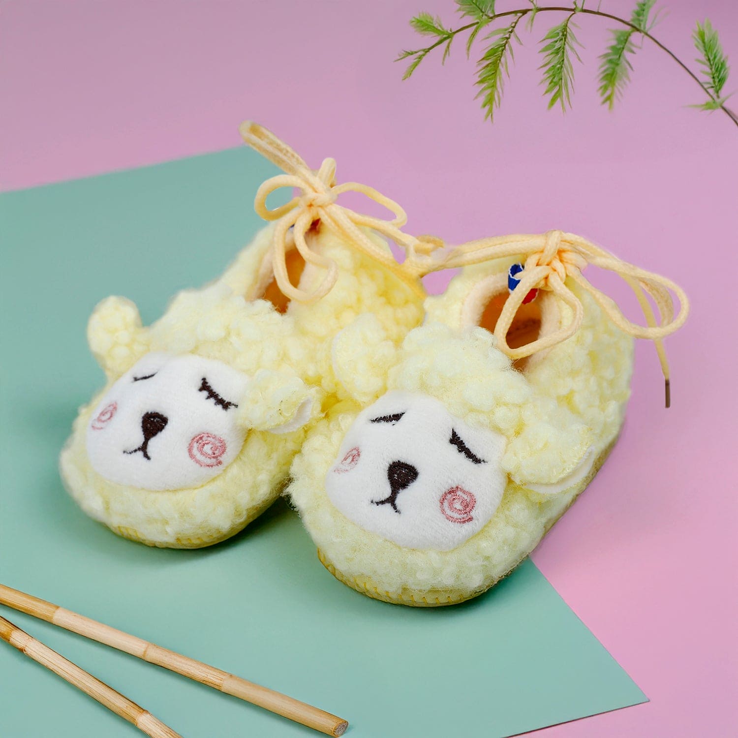 Baby Moo Sheep Warm And Stylish Anti Skid Booties - Yellow