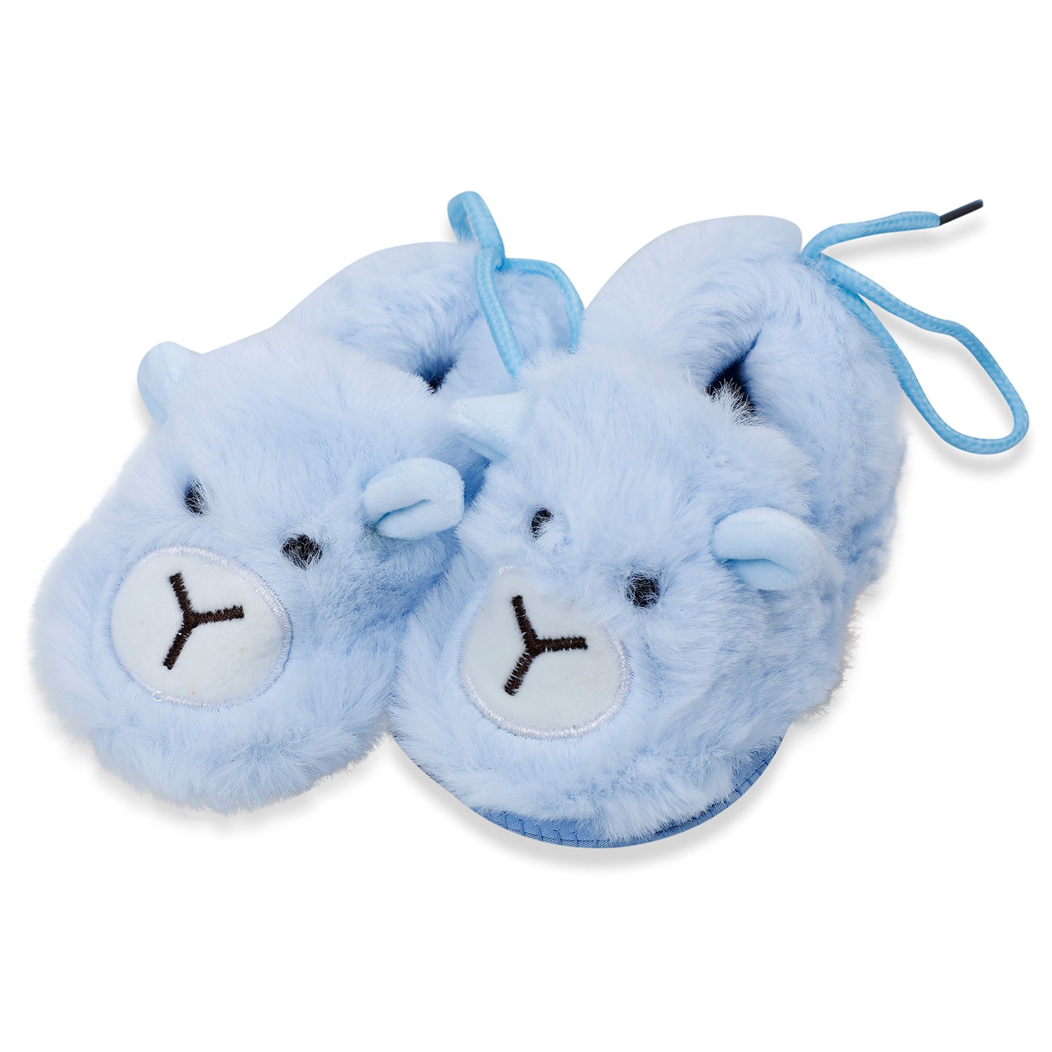Baby Moo Furry Bear Warm And Cozy Anti Skid Booties - Blue
