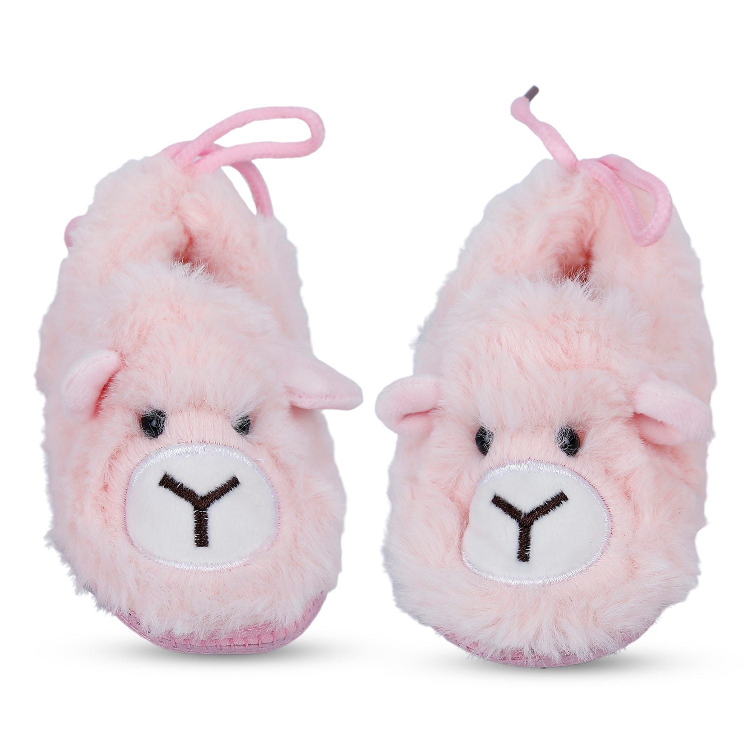 Baby Moo Furry Bear Warm And Cozy Anti Skid Booties - Pink